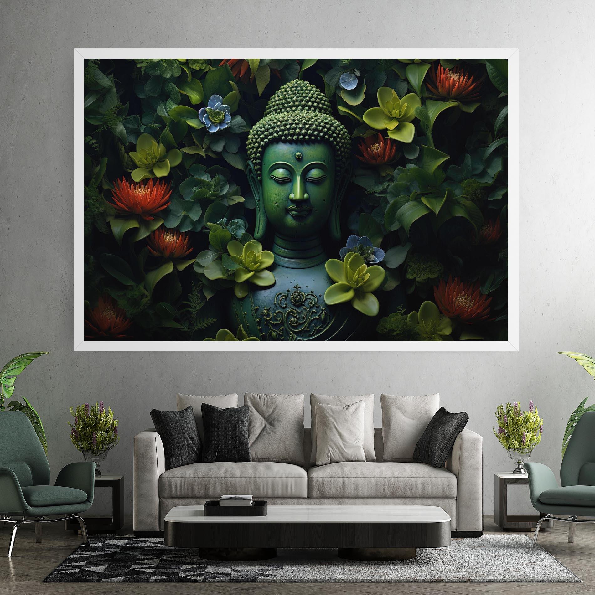 Картина на платно Blue Light Buddha mockup 7