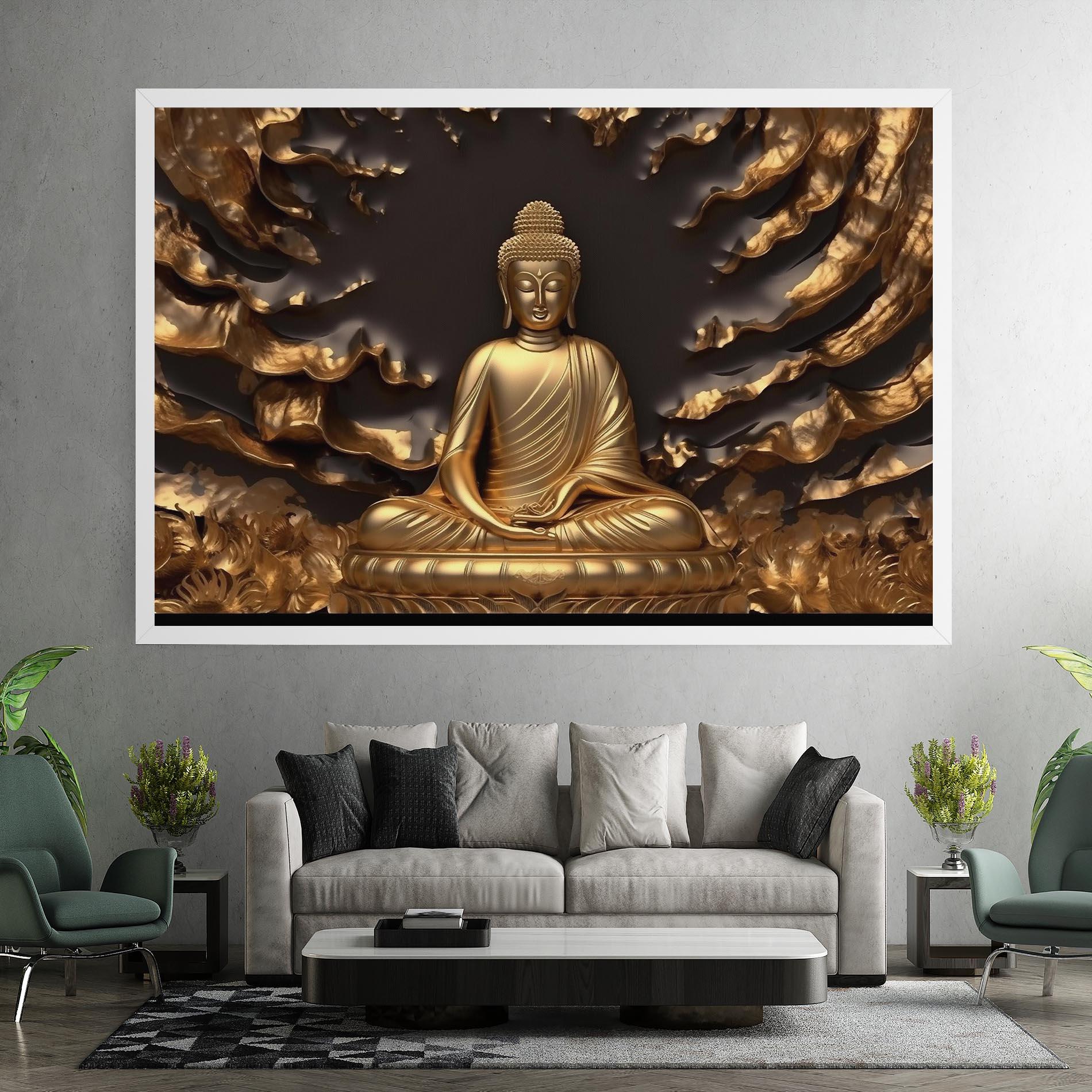 Картина на платно Gold 3d Buddha mockup 7