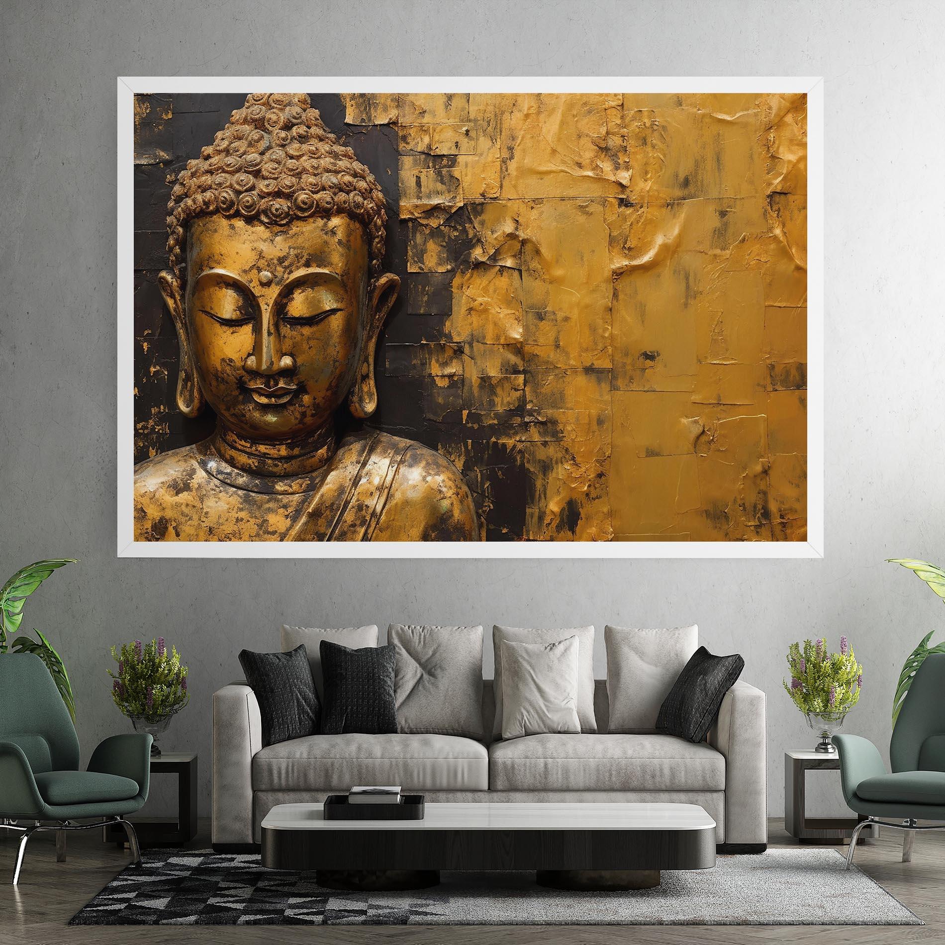 Картина на платно Gold Paint Buddha mockup 7