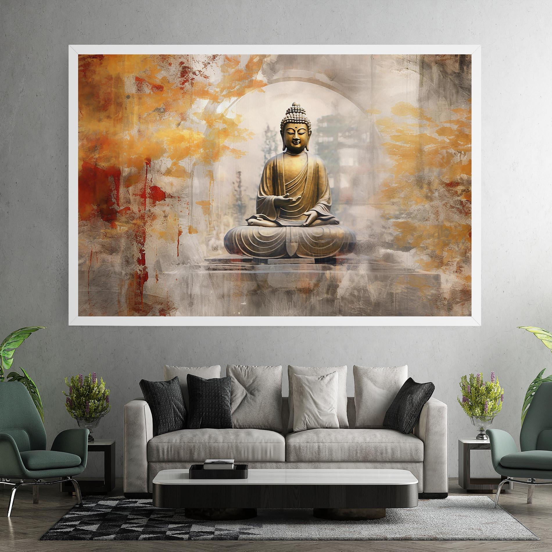 Картина на платно Grey Gold Buddha mockup 7
