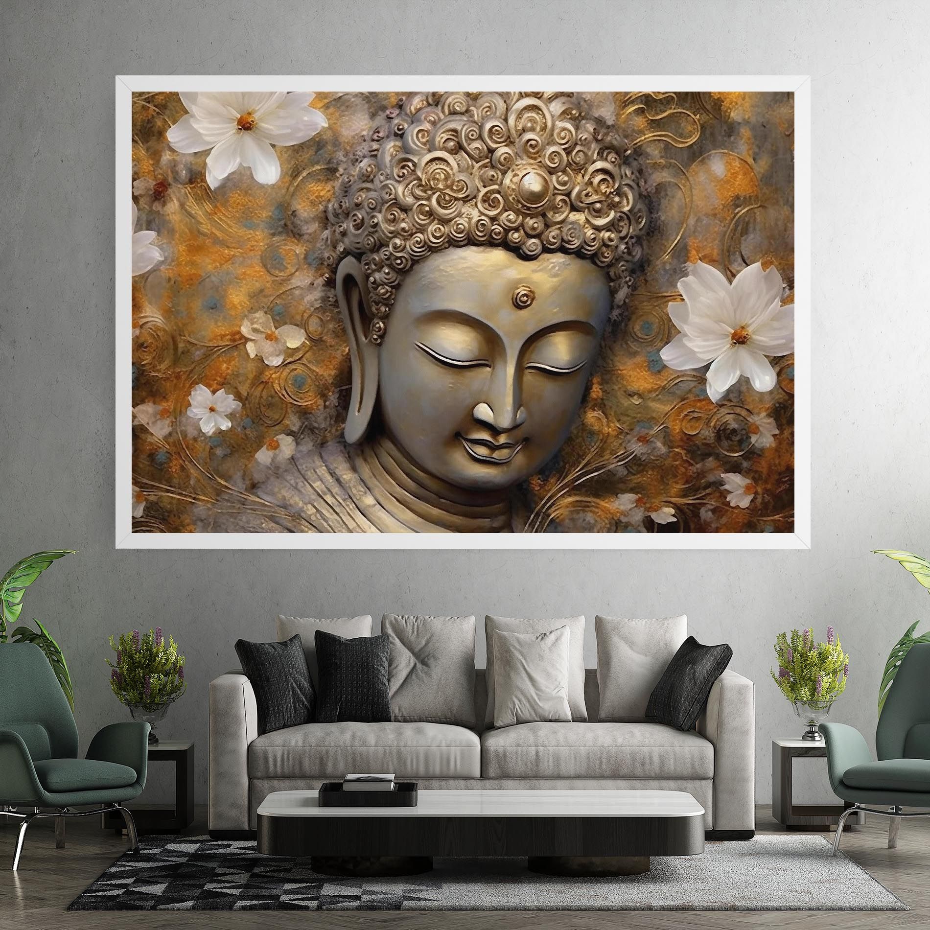 White Flower Buddha Art mockup 7