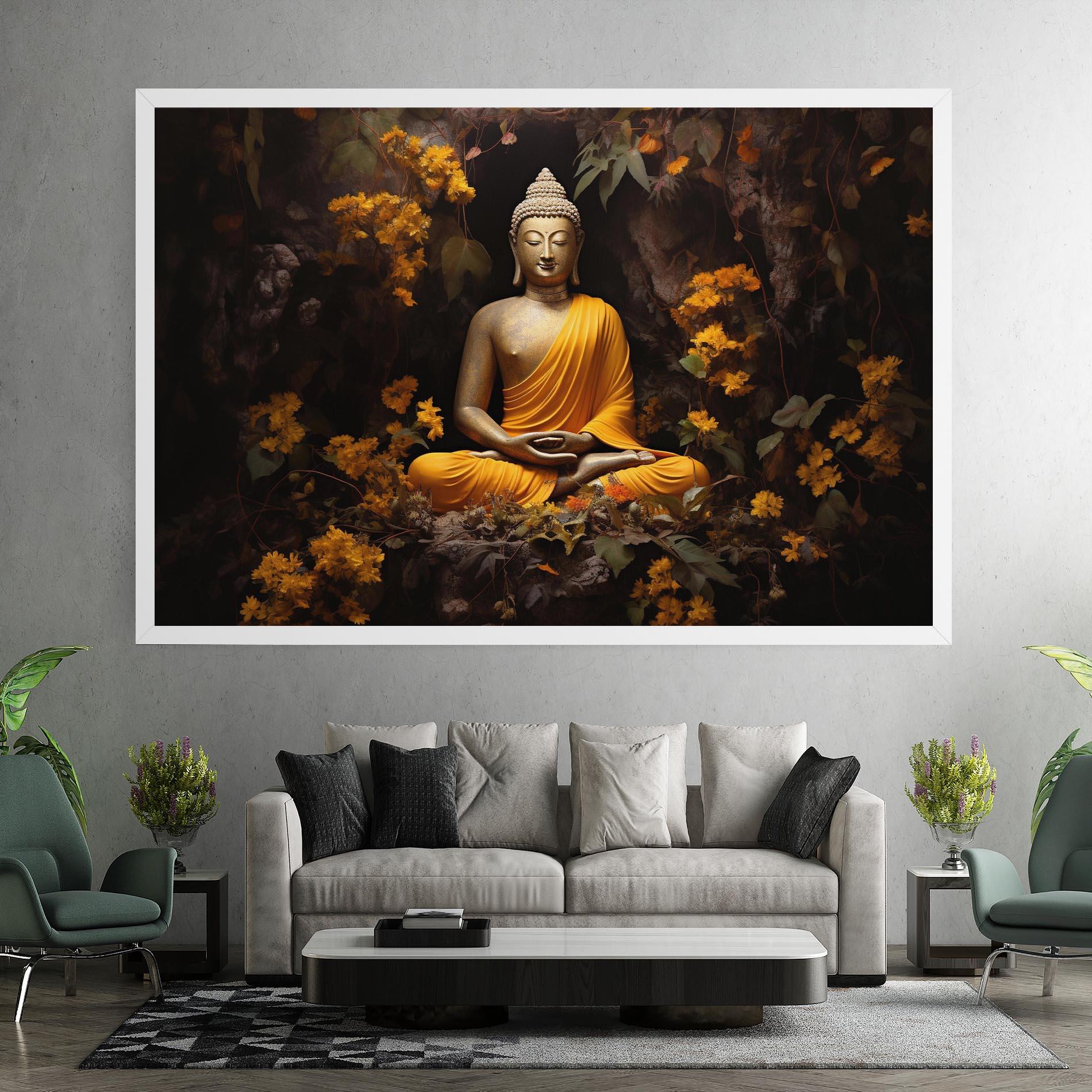 Картина на платно Yellow Light Buddha mockup 7
