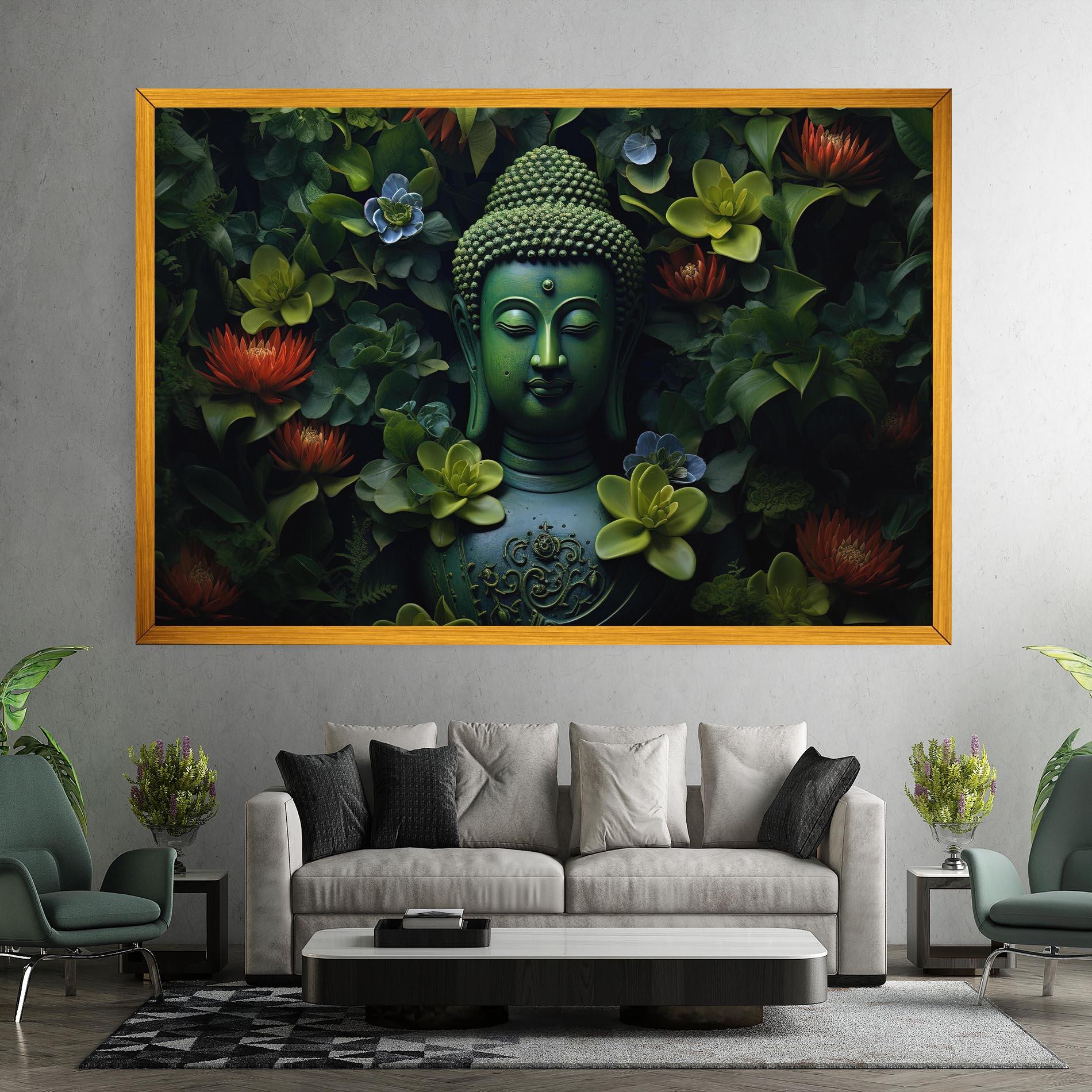 Картина на платно Blue Light Buddha mockup 7