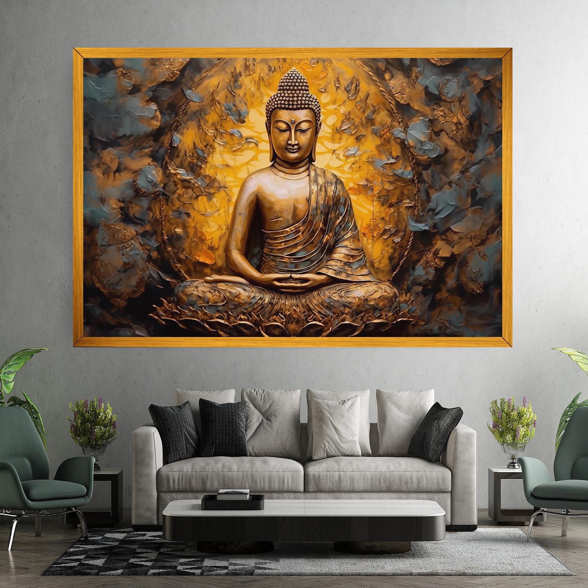 Картина на платно Gold Grey Buddha mockup 7