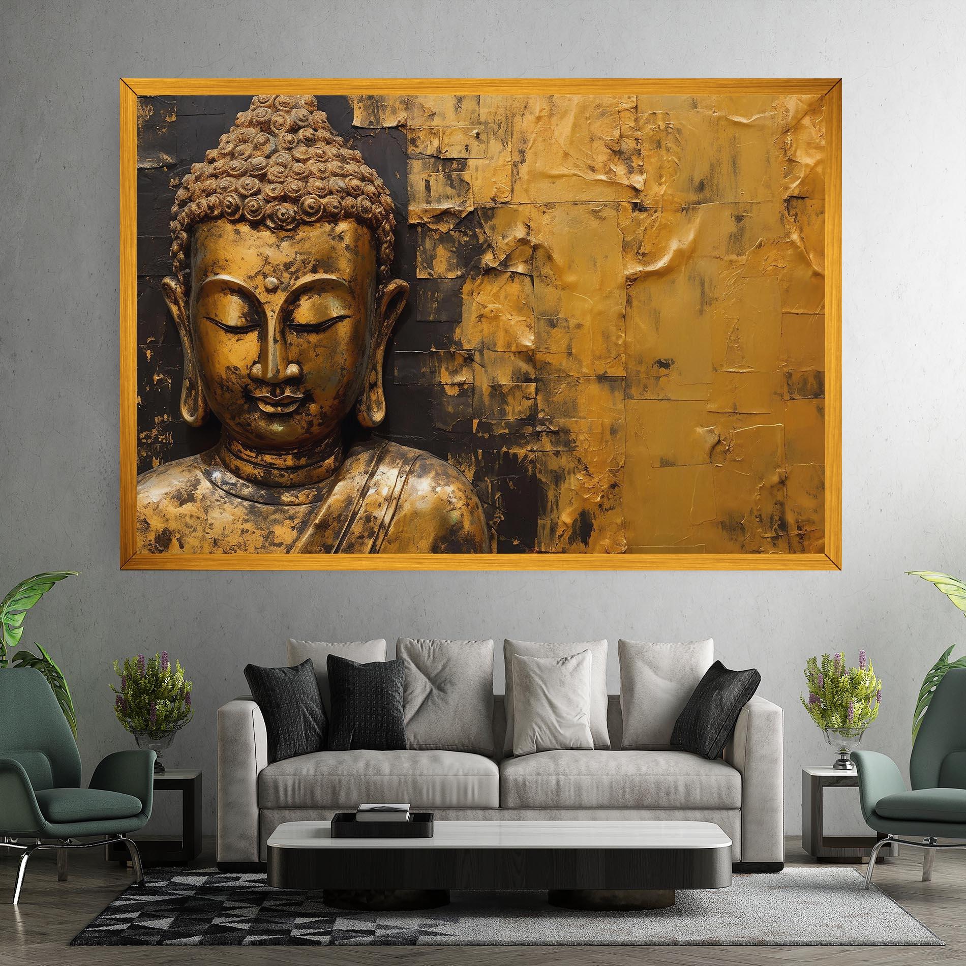 Картина на платно Gold Paint Buddha mockup 7