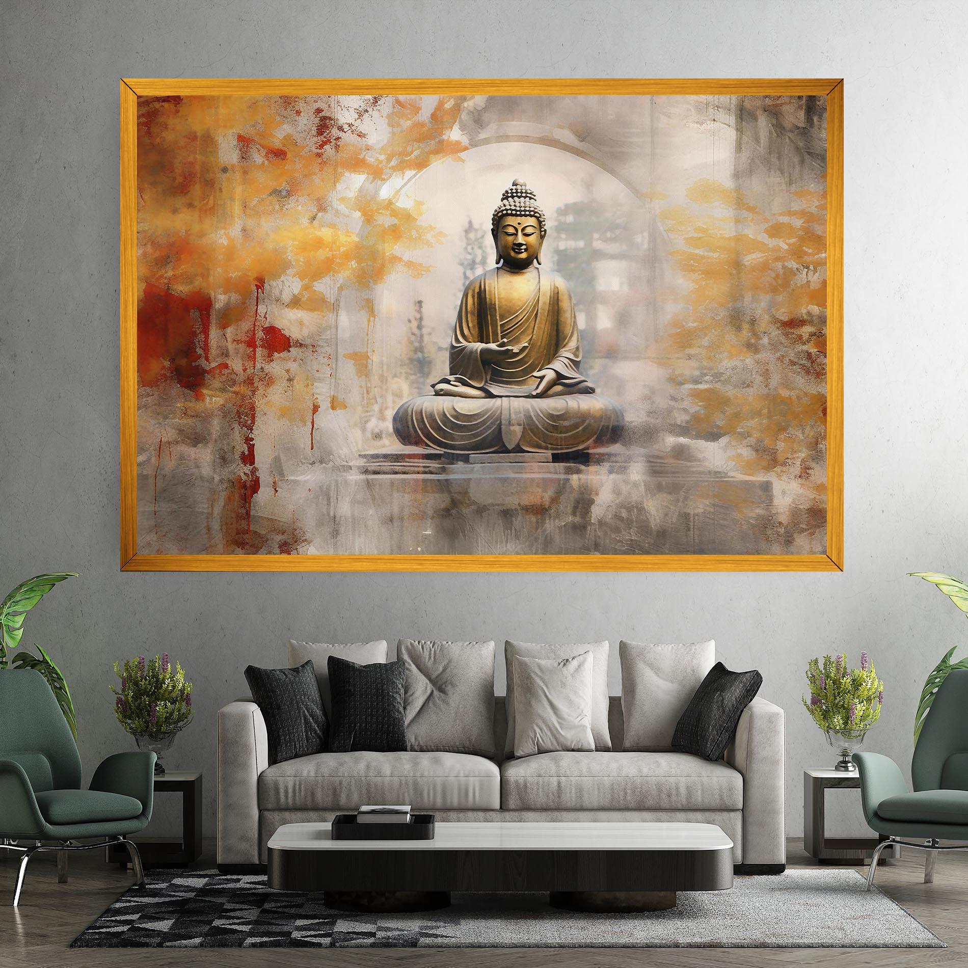 Картина на платно Grey Gold Buddha mockup 7