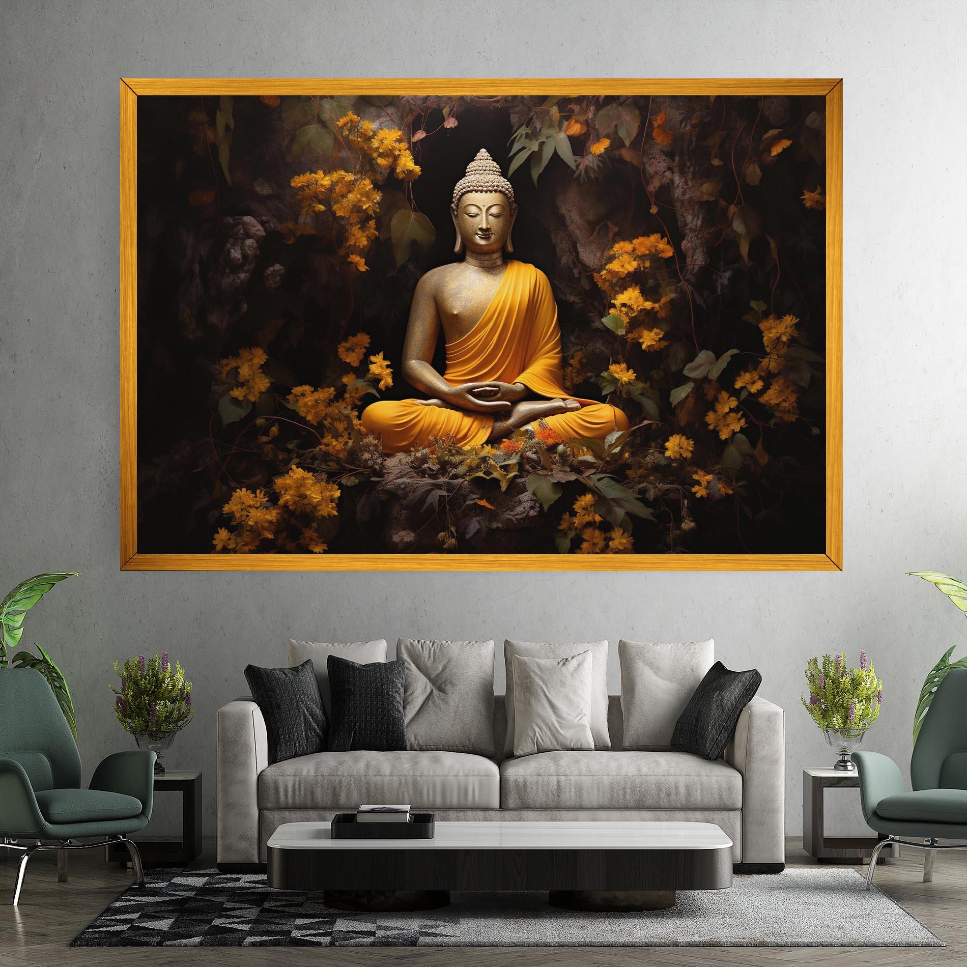 Картина на платно Yellow Light Buddha mockup 7