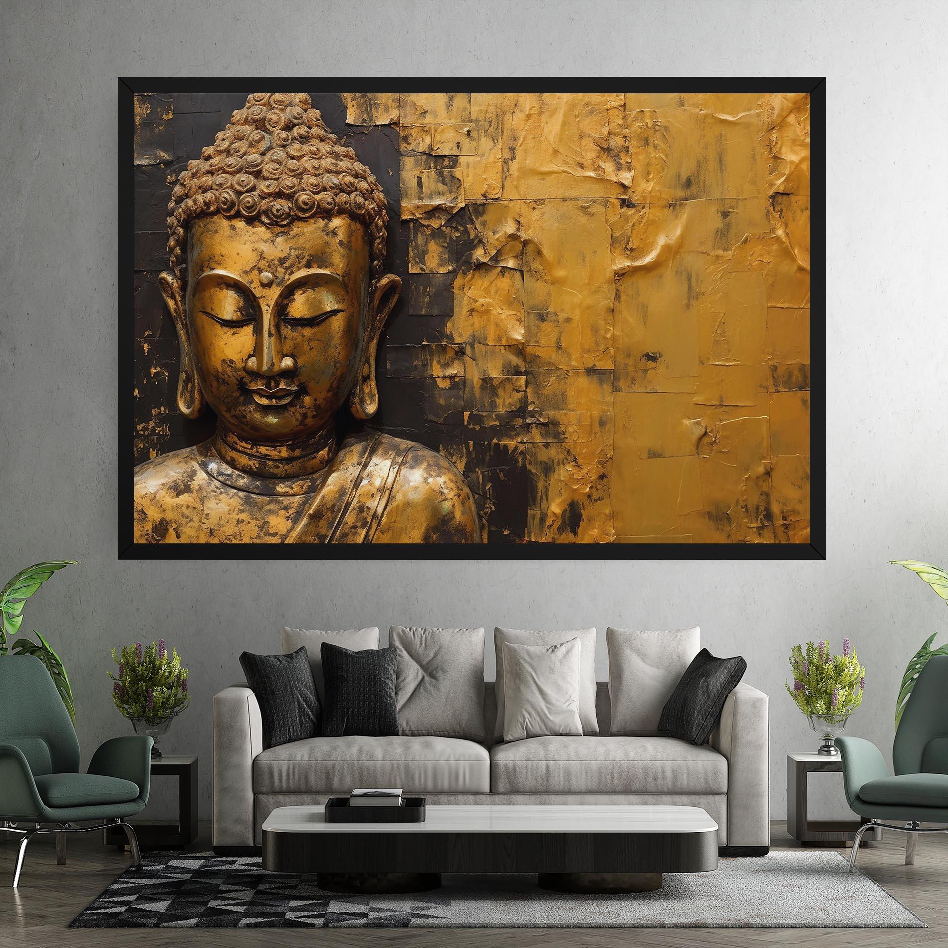 Картина на платно Gold Paint Buddha mockup 7