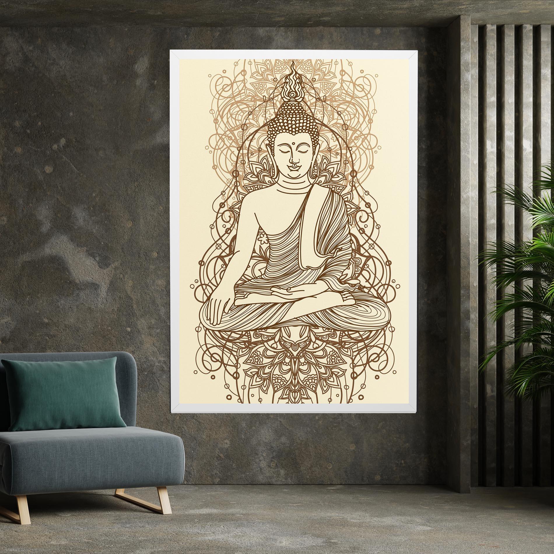 Картина на платно Brown Line Buddha mockup 7