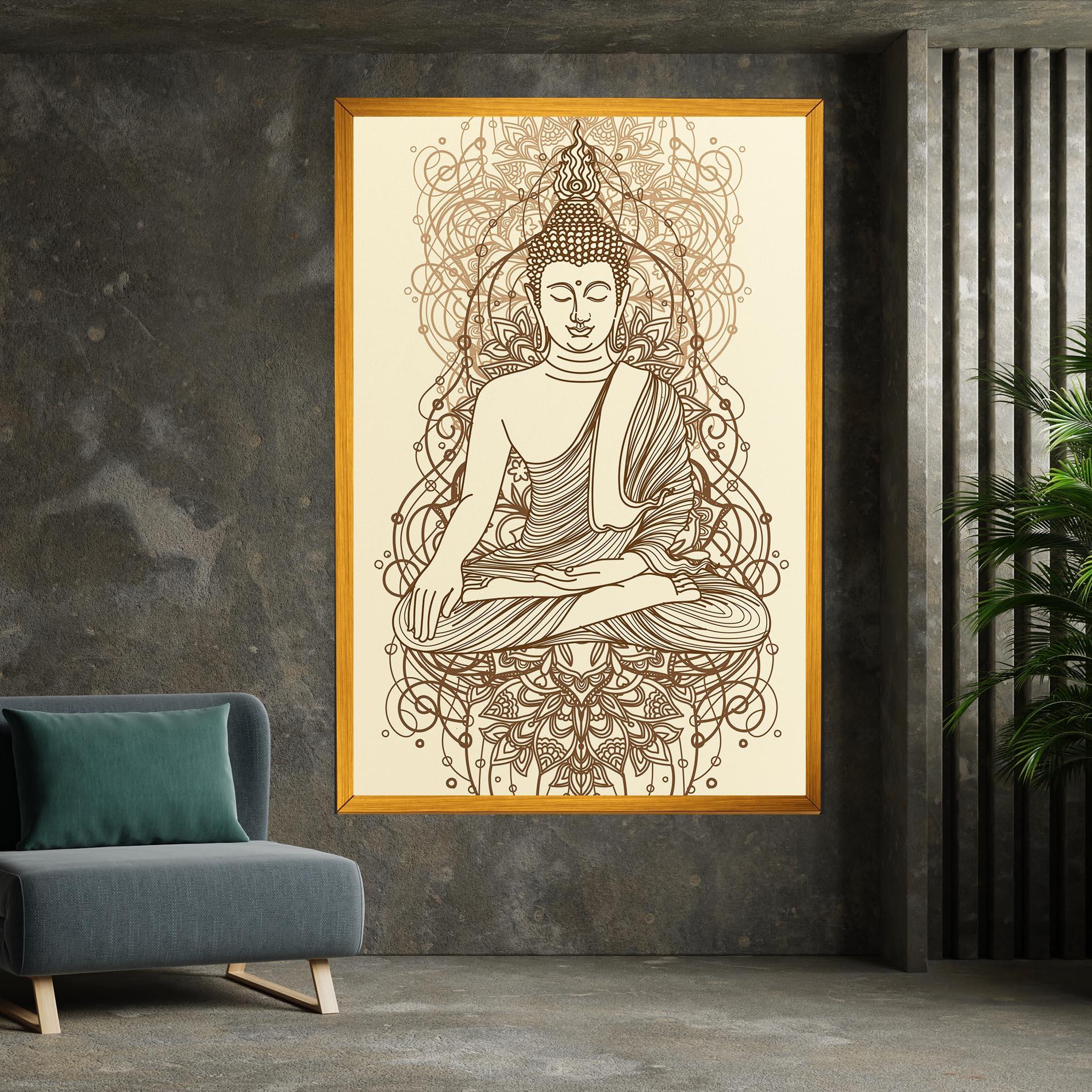 Картина на платно Brown Line Buddha mockup 7