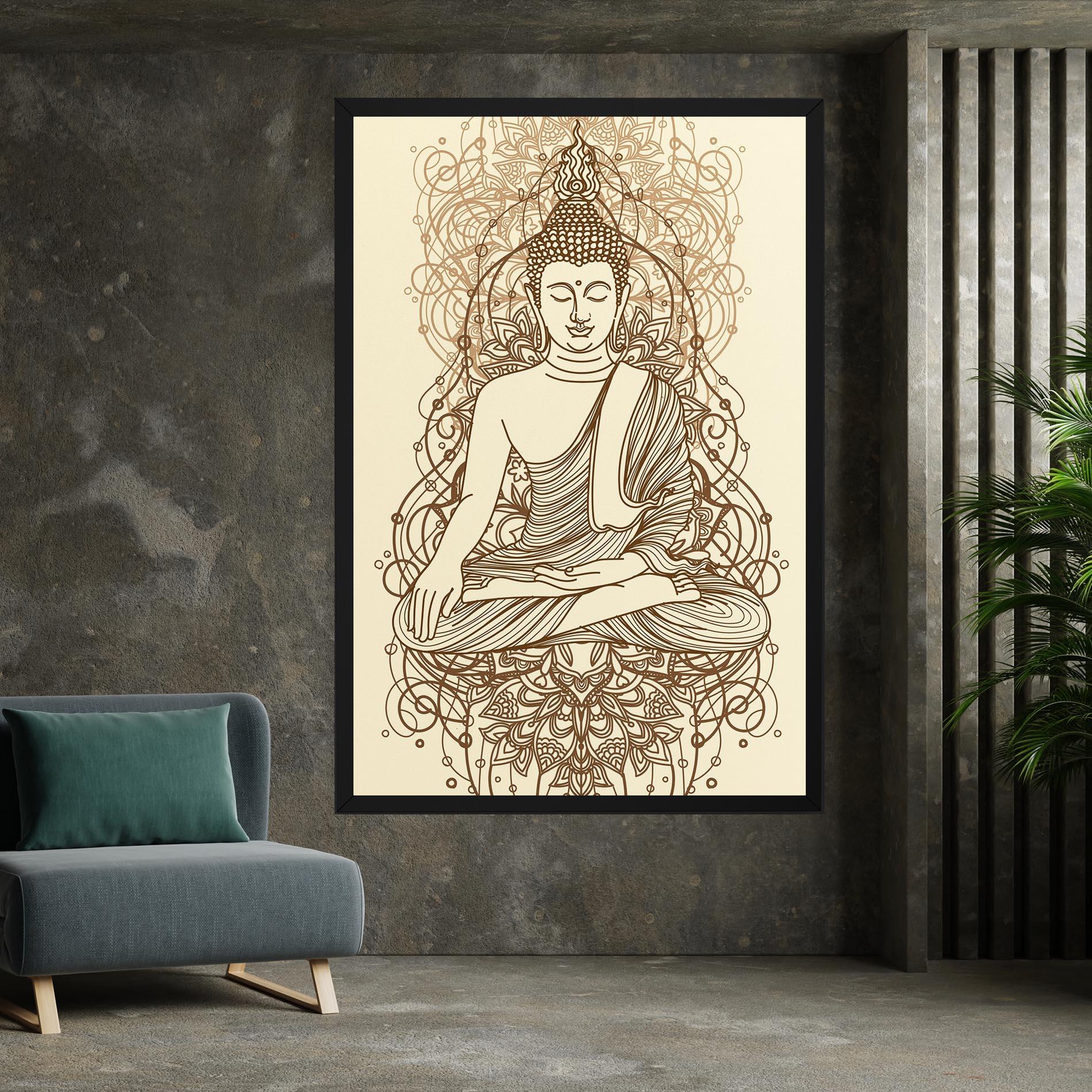 Картина на платно Brown Line Buddha mockup 7