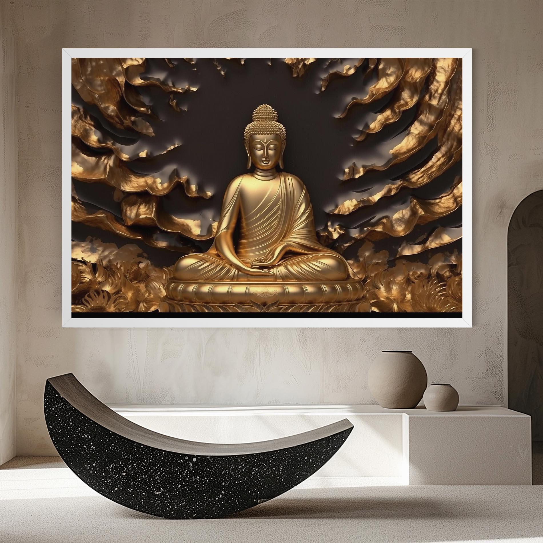 Картина на платно Gold 3d Buddha mockup 8