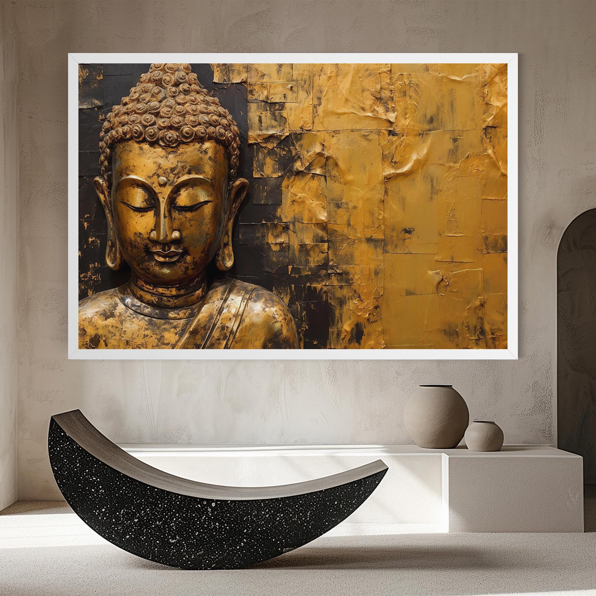 Картина на платно Gold Paint Buddha mockup 8