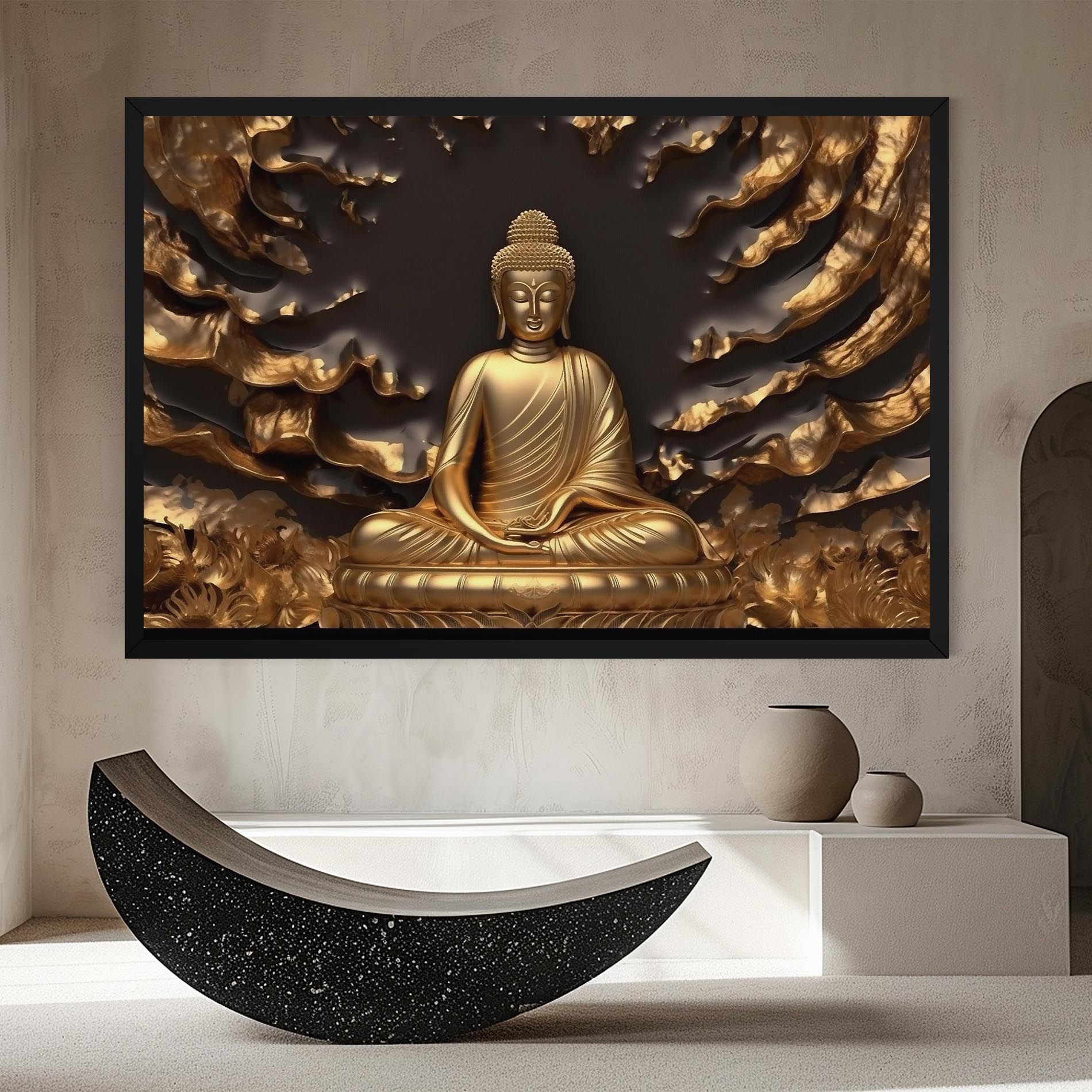 Gold 3d Buddha mockup 8