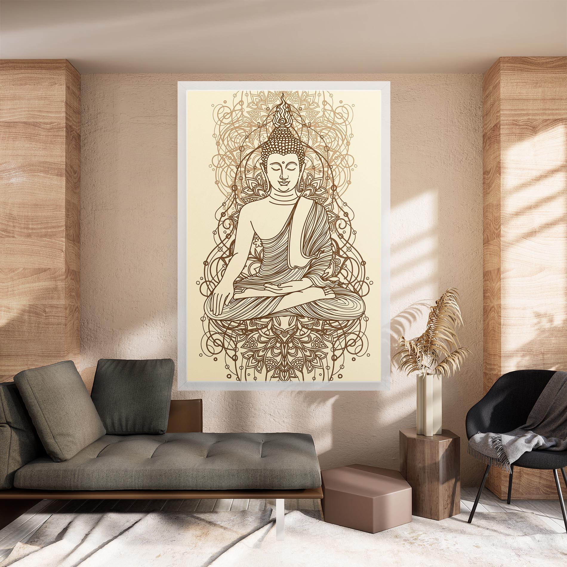 Картина на платно Brown Line Buddha mockup 8