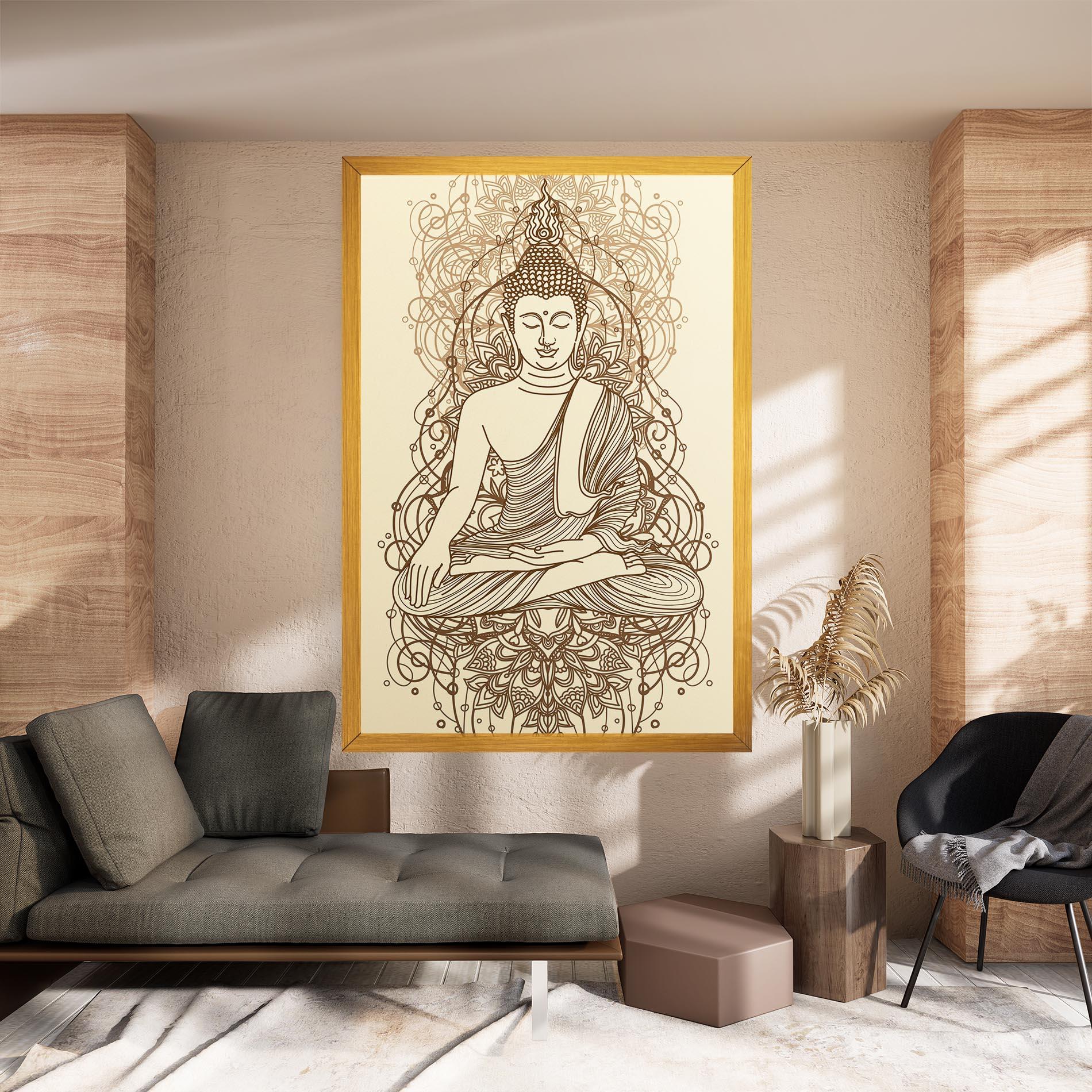 Картина на платно Brown Line Buddha mockup 8