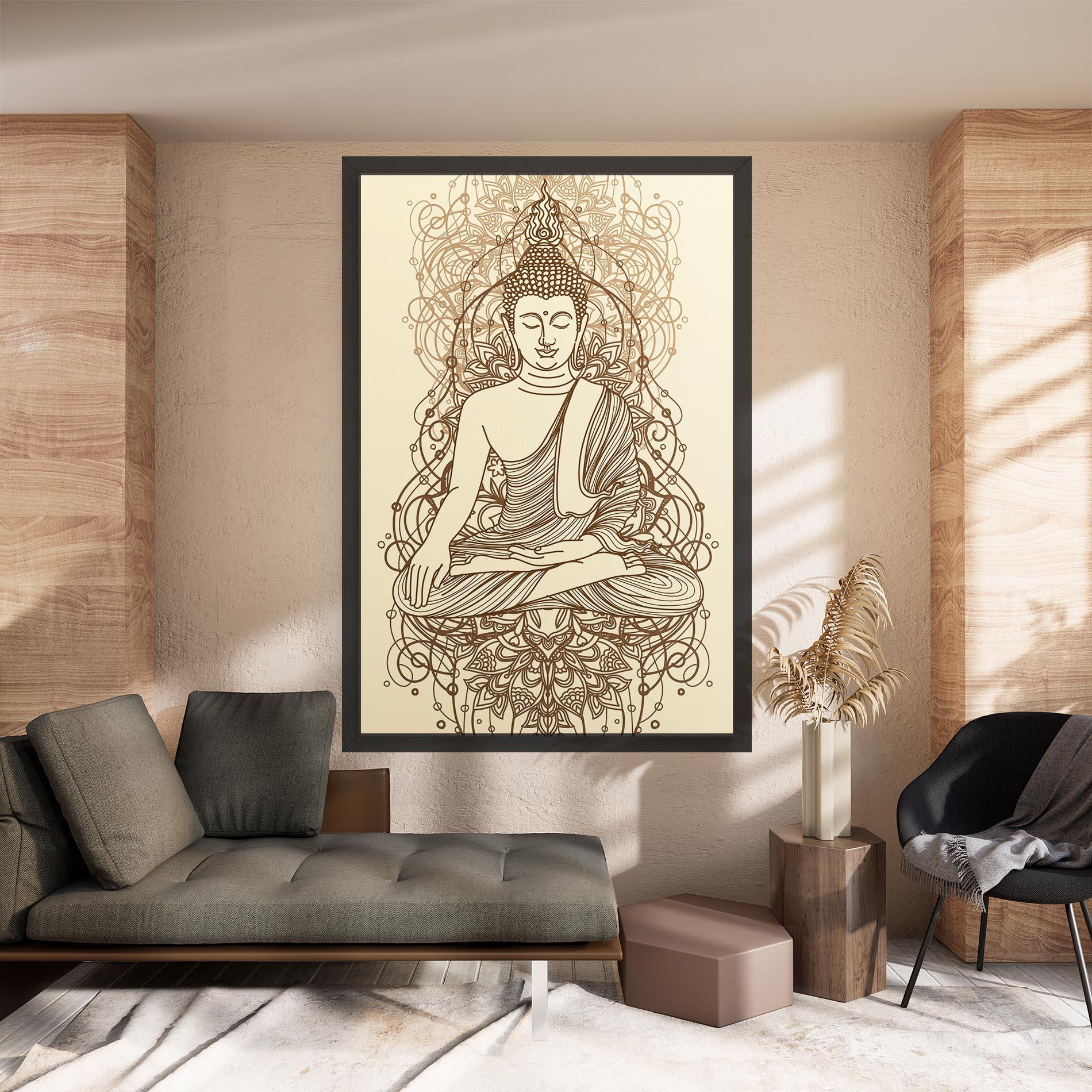 Картина на платно Brown Line Buddha mockup 8