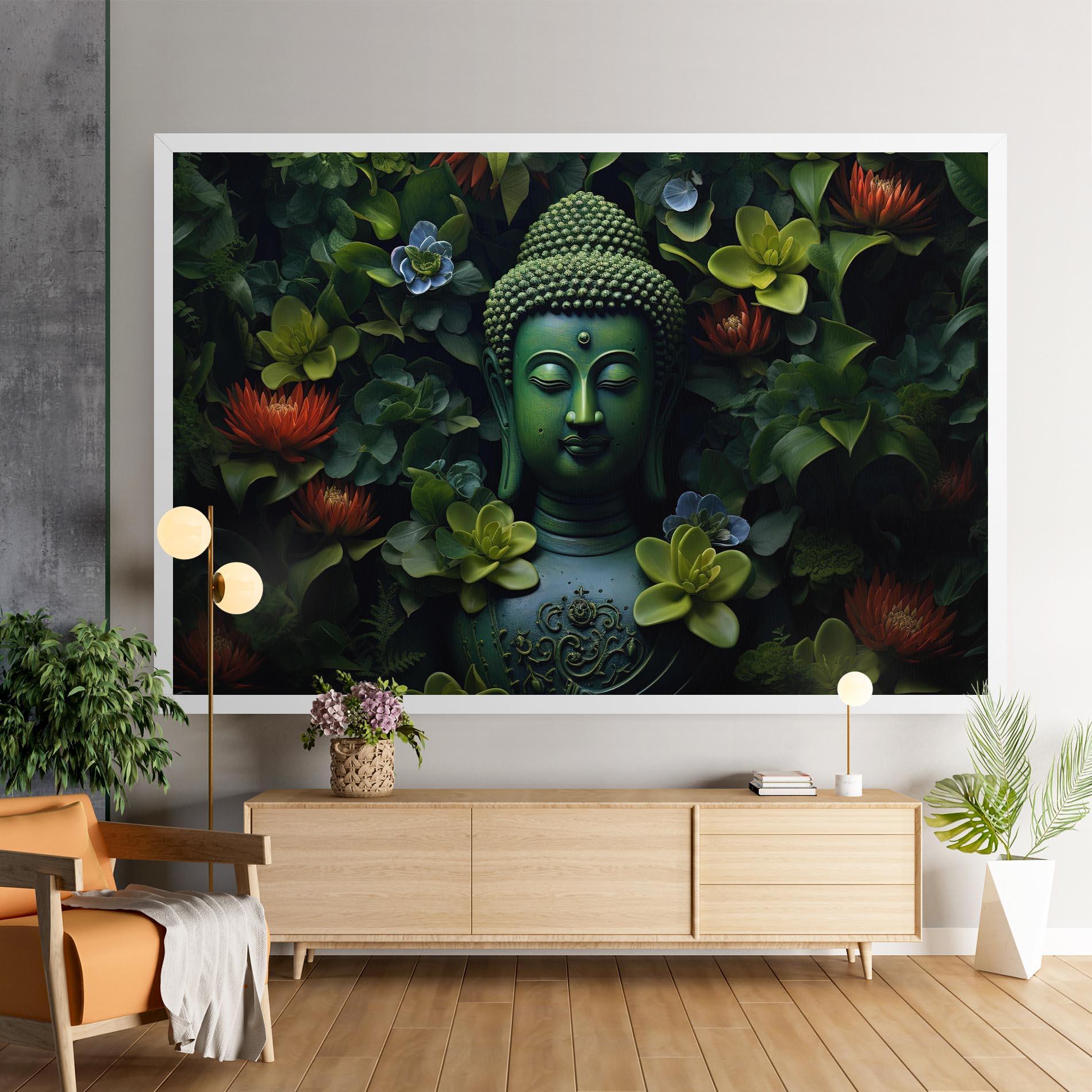 Картина на платно Blue Light Buddha mockup 9