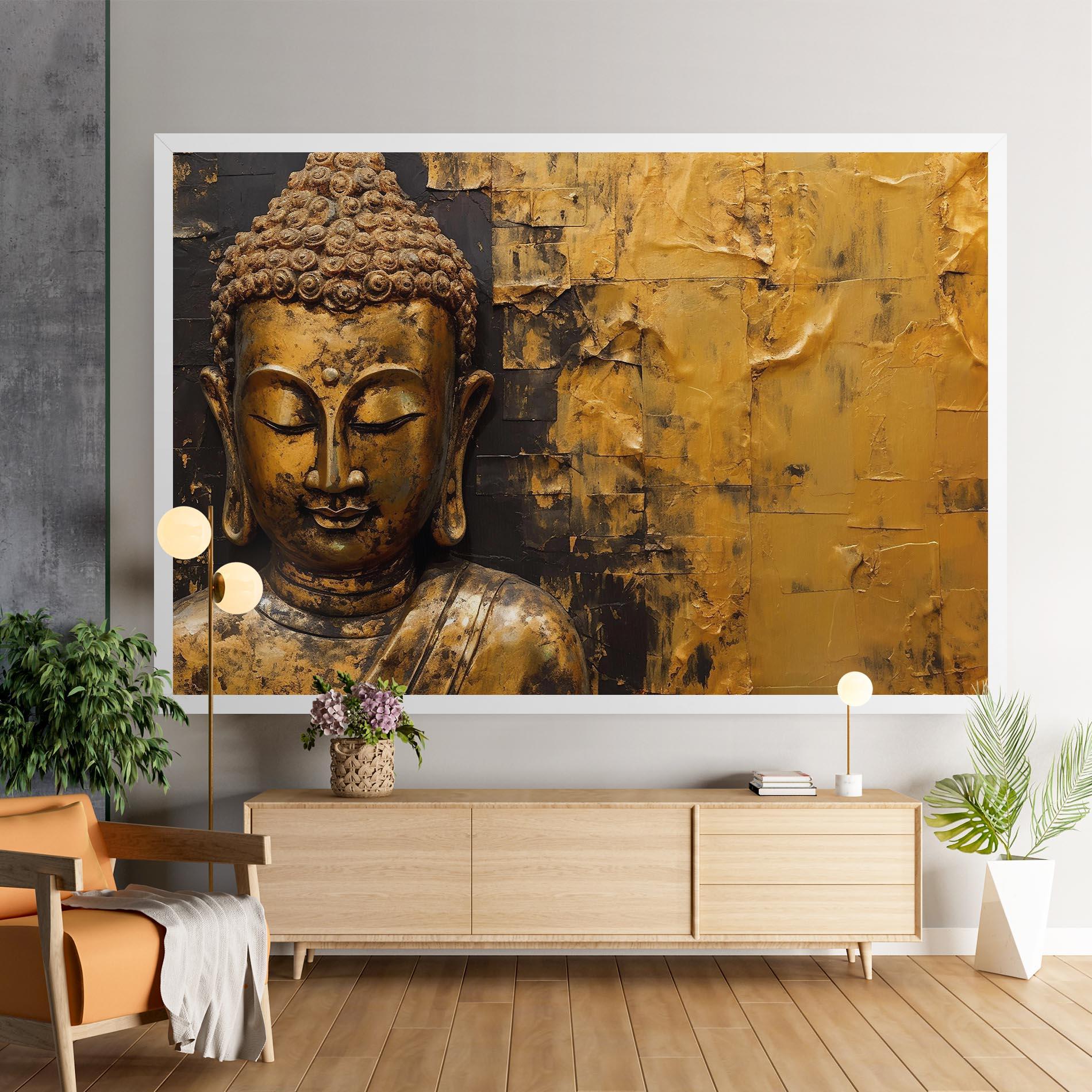 Картина на платно Gold Paint Buddha mockup 9