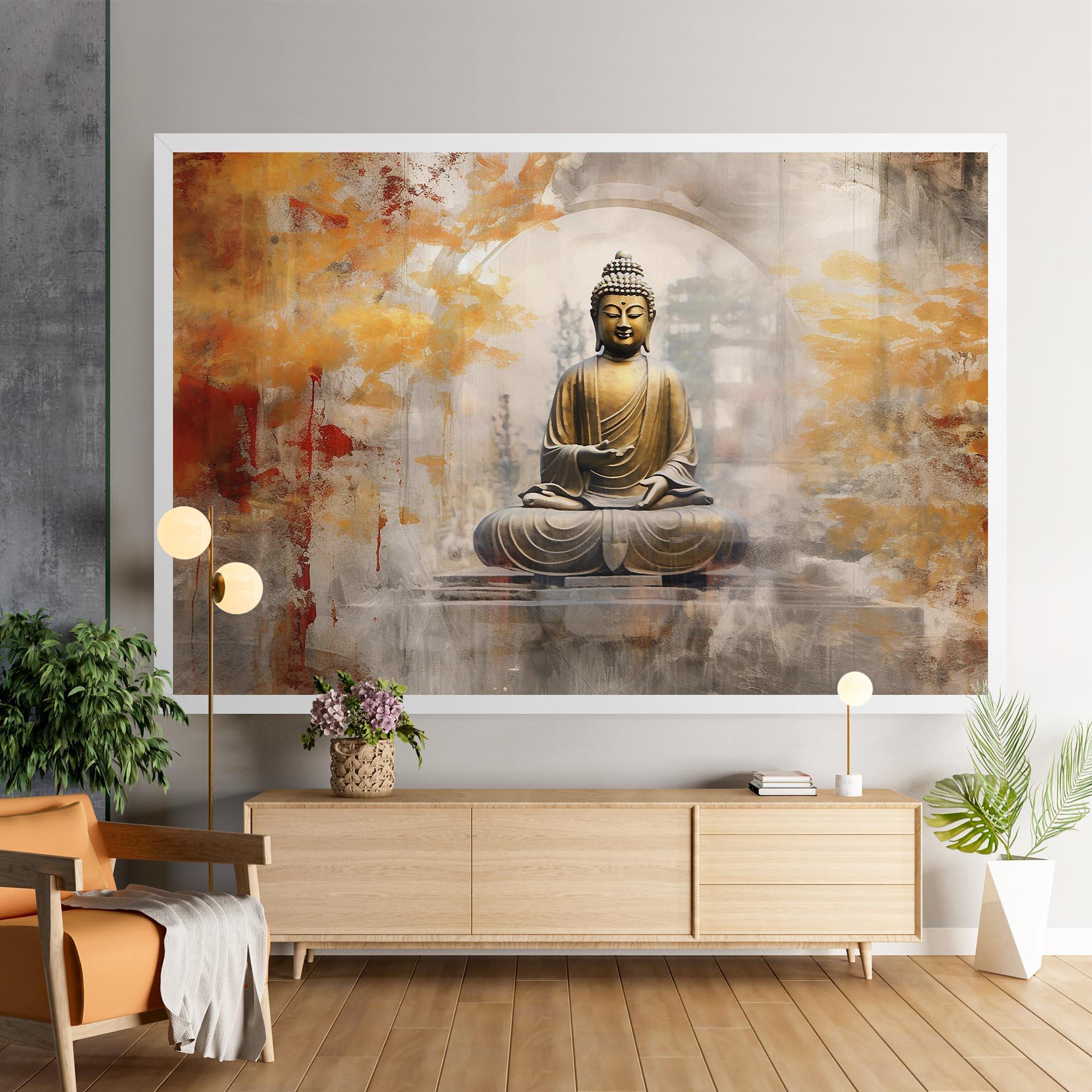Картина на платно Grey Gold Buddha mockup 9