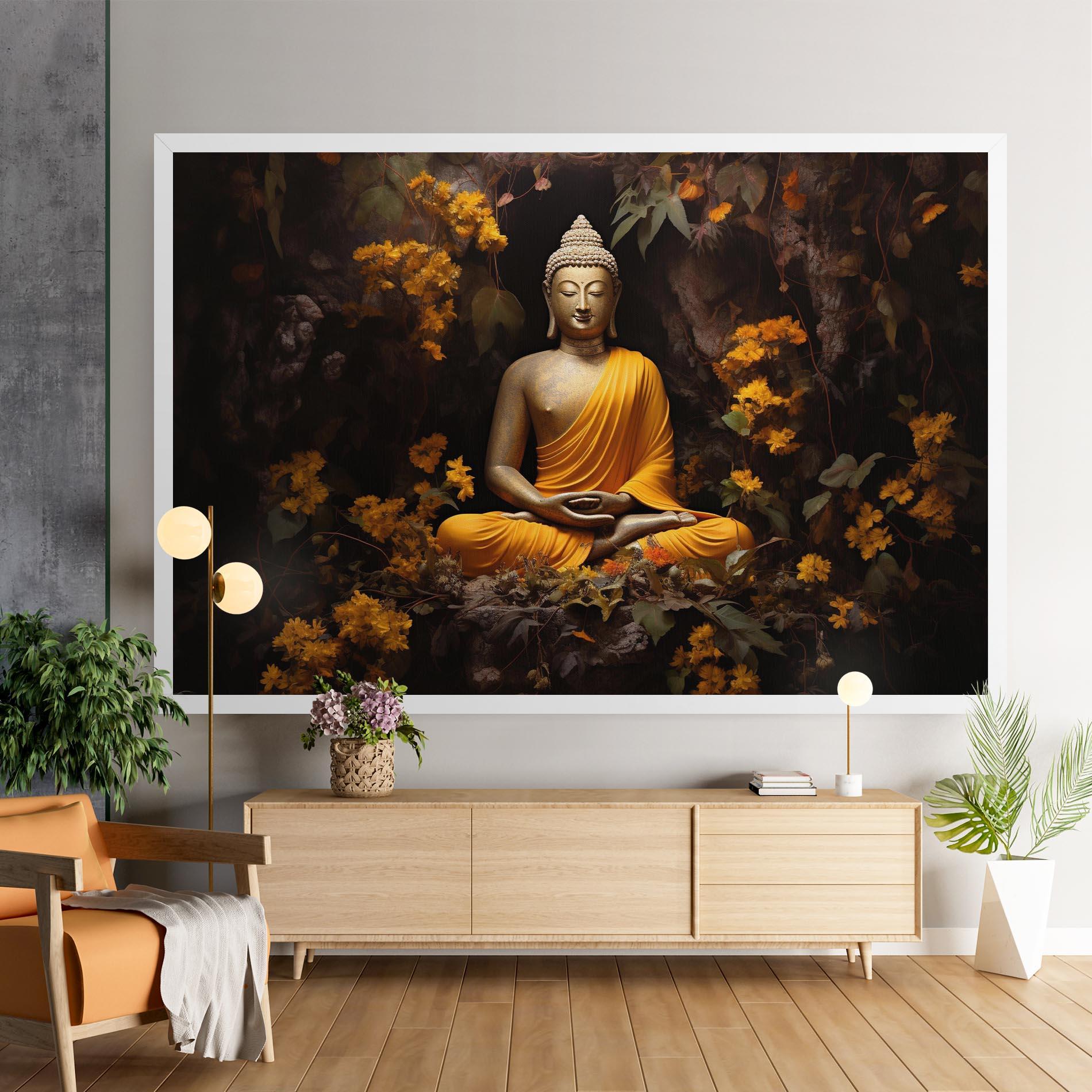 Картина на платно Yellow Light Buddha mockup 9