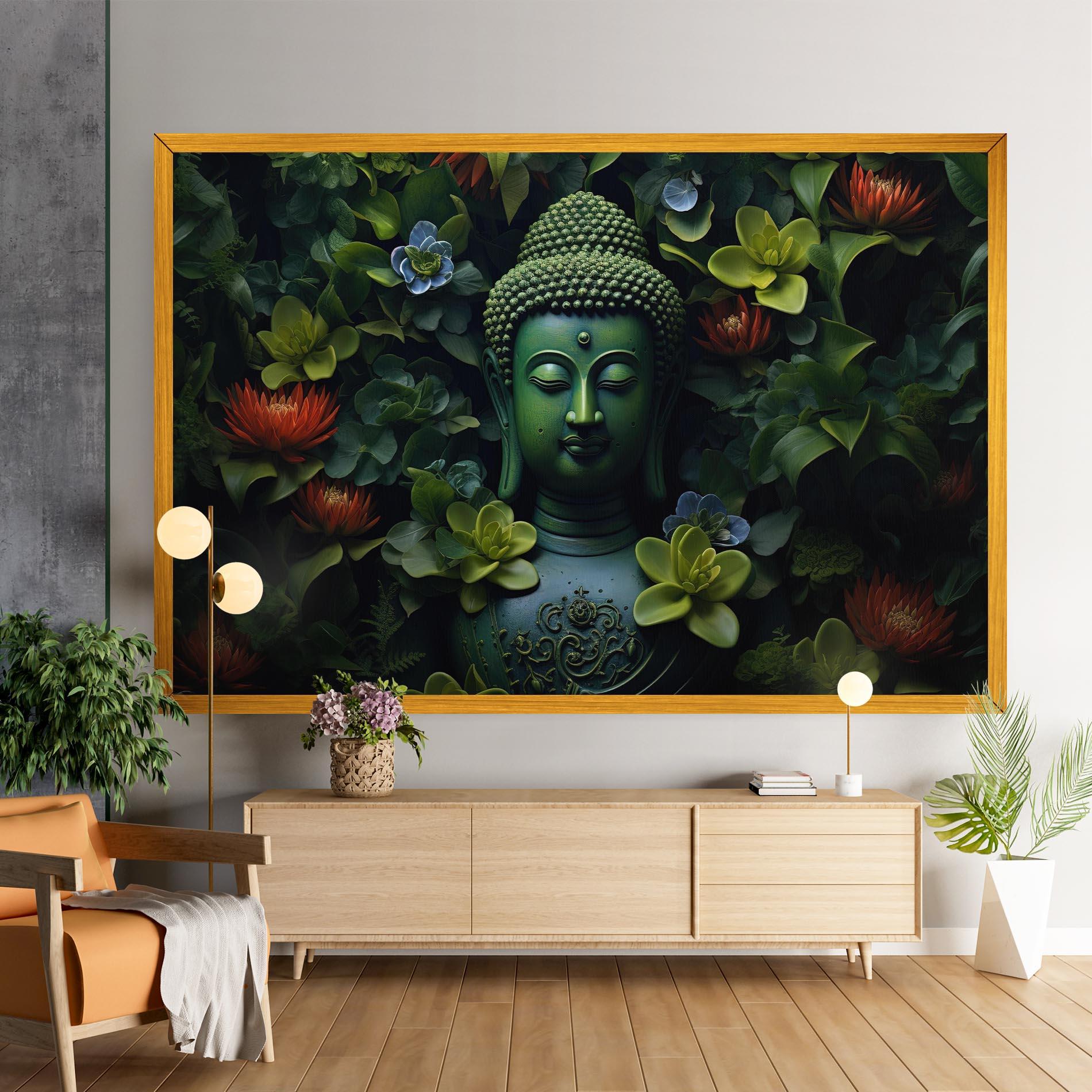 Картина на платно Blue Light Buddha mockup 9