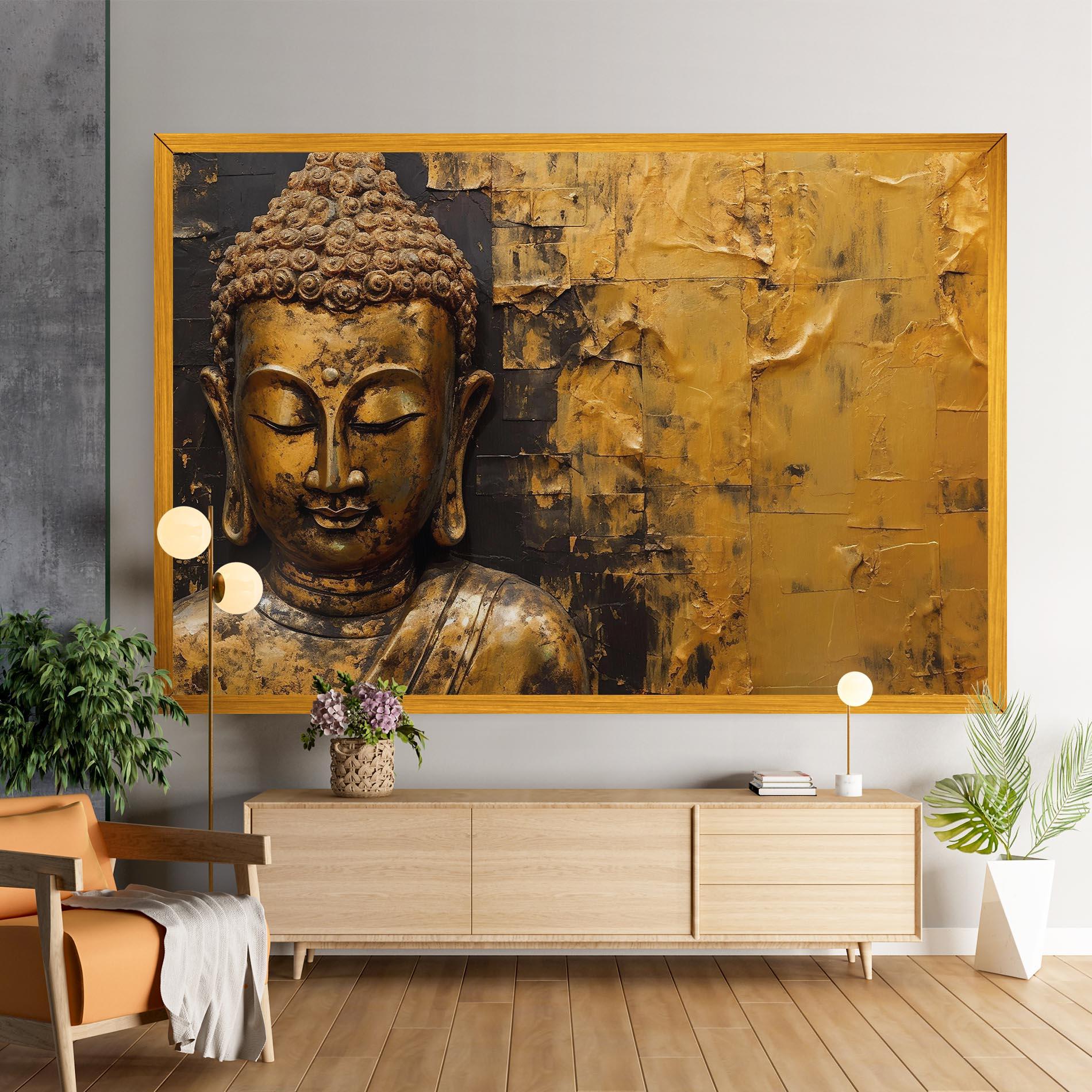 Картина на платно Gold Paint Buddha mockup 9