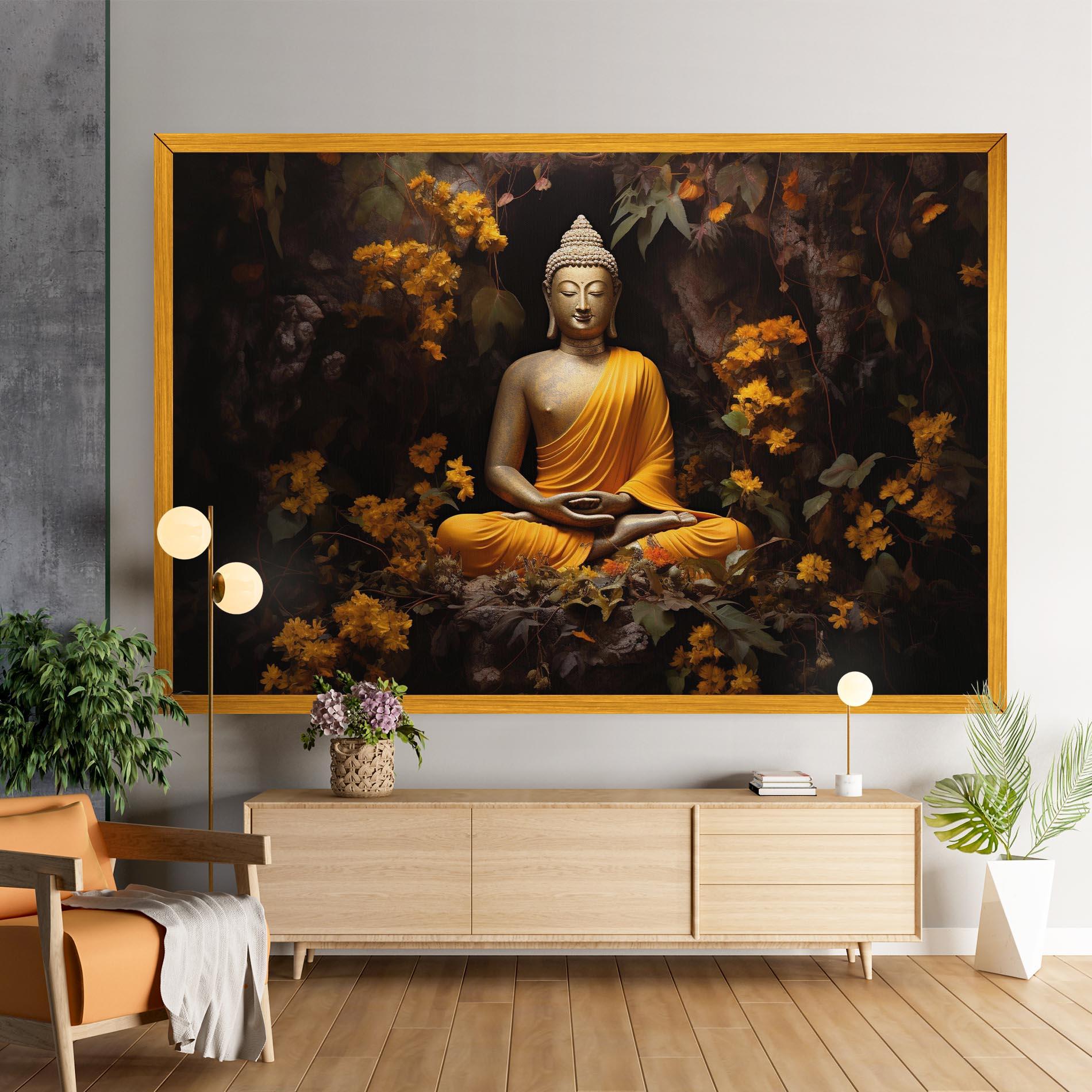Картина на платно Yellow Light Buddha mockup 9