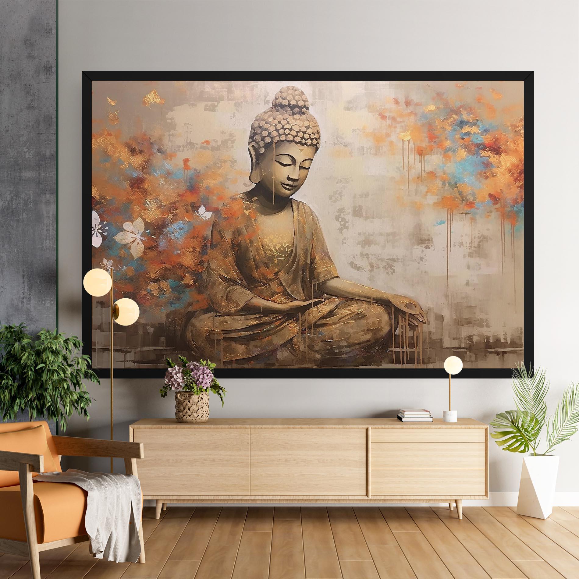 Картина на платно Buddha Cream Blue mockup 9