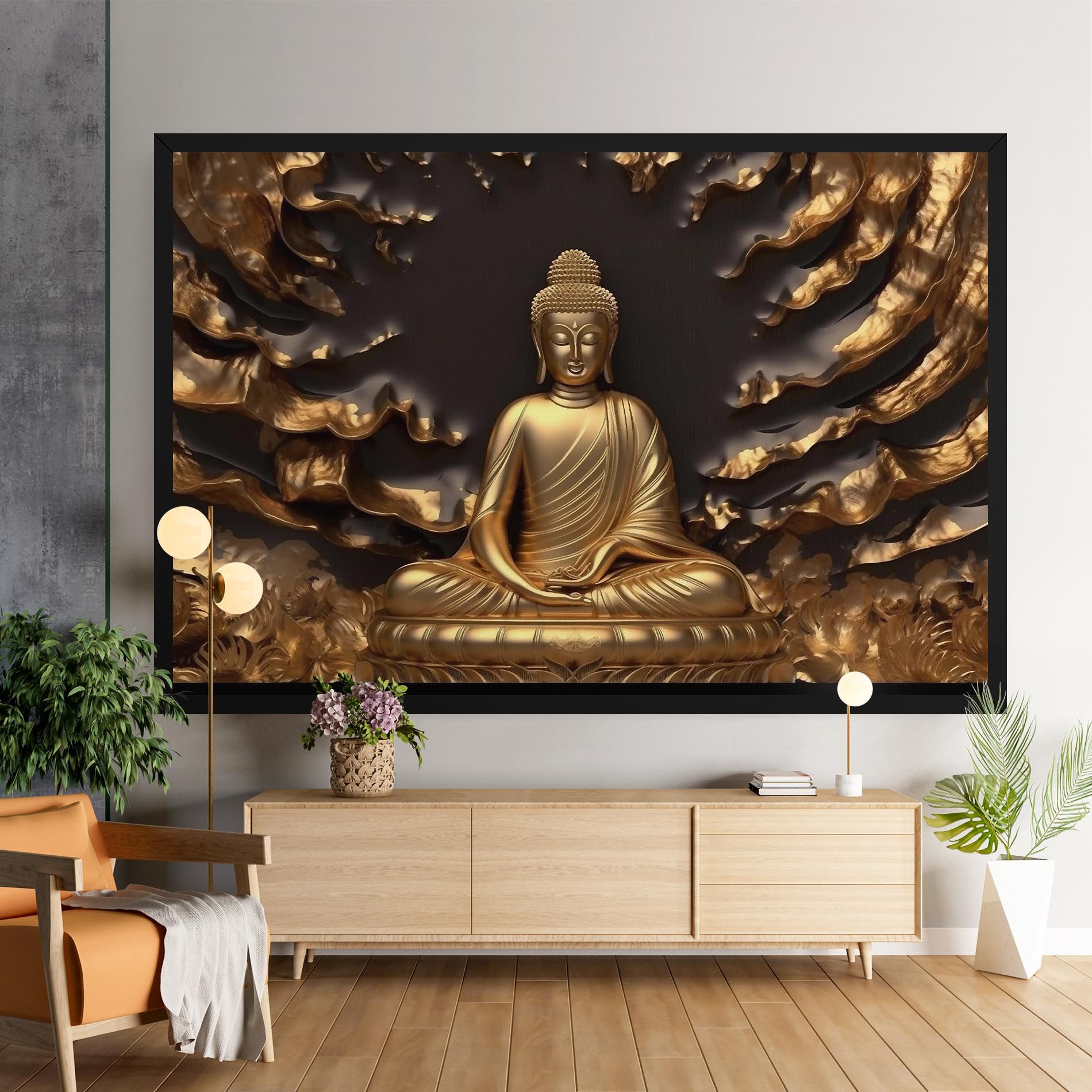 Gold 3d Buddha mockup 9