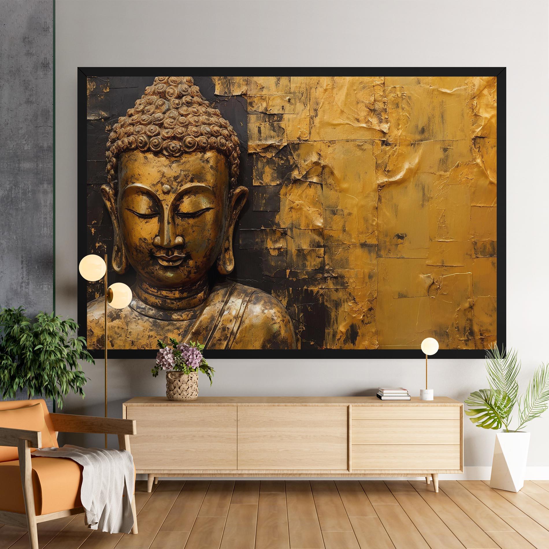 Картина на платно Gold Paint Buddha mockup 9