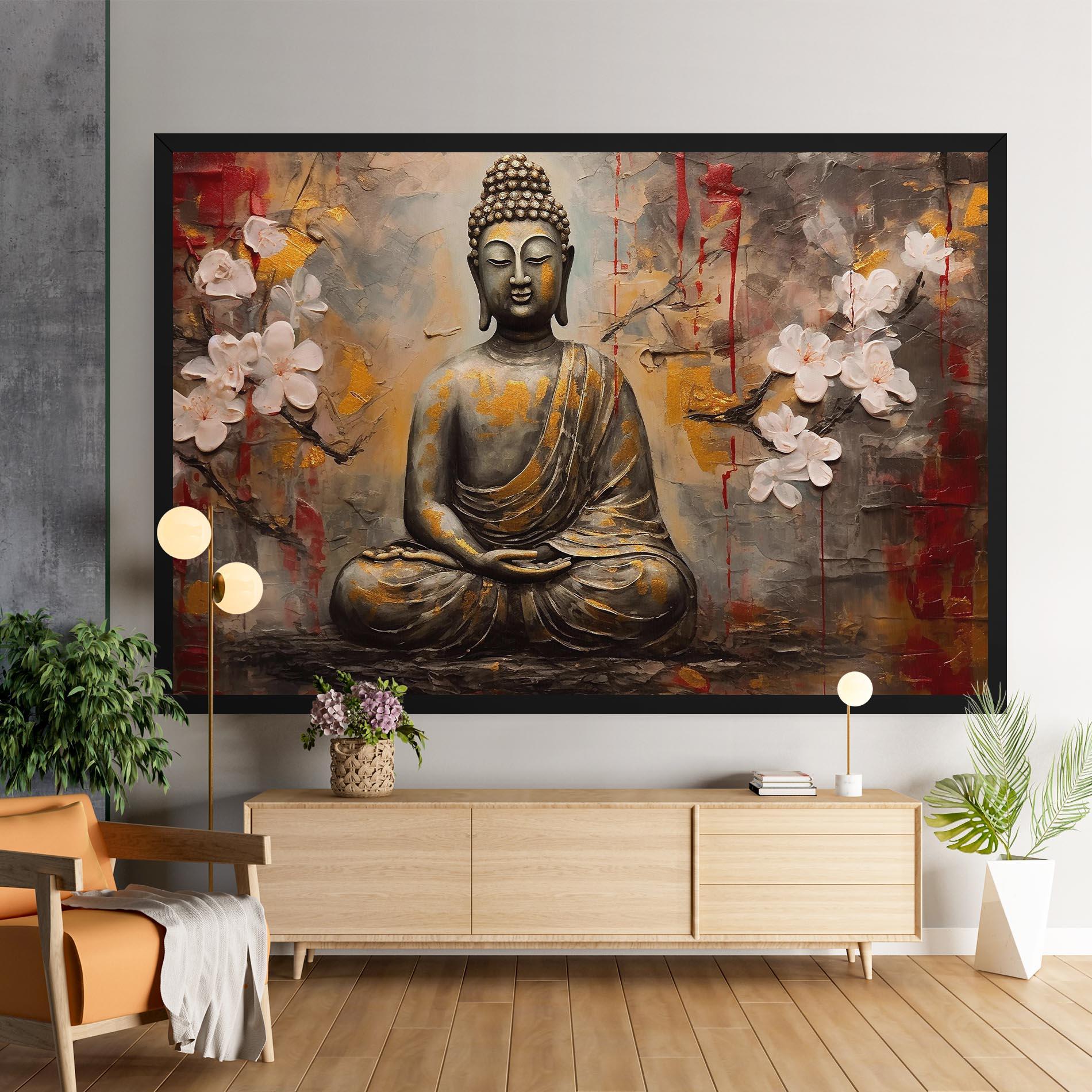 Картина на платно White Red Buddha mockup 9