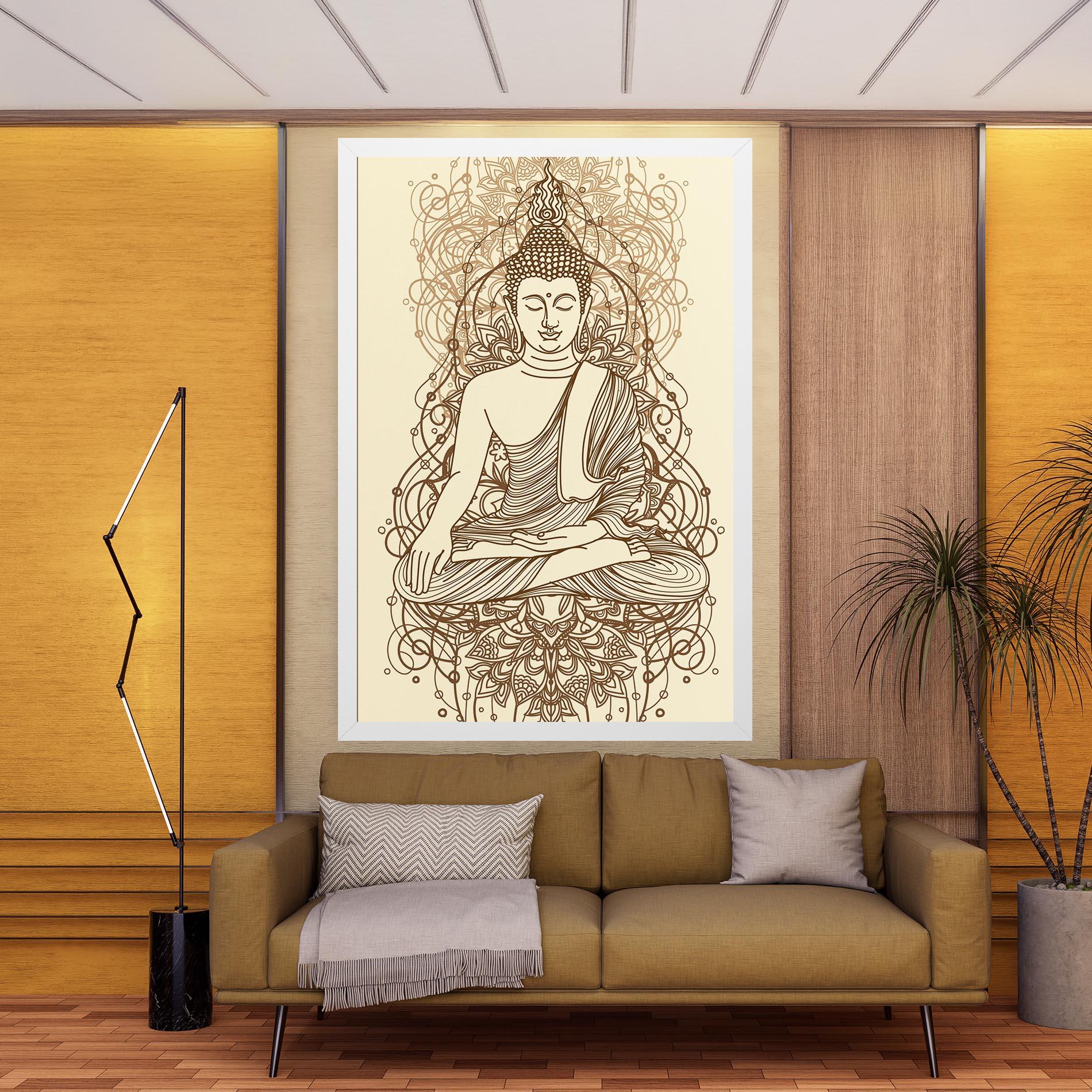 Картина на платно Brown Line Buddha mockup 9
