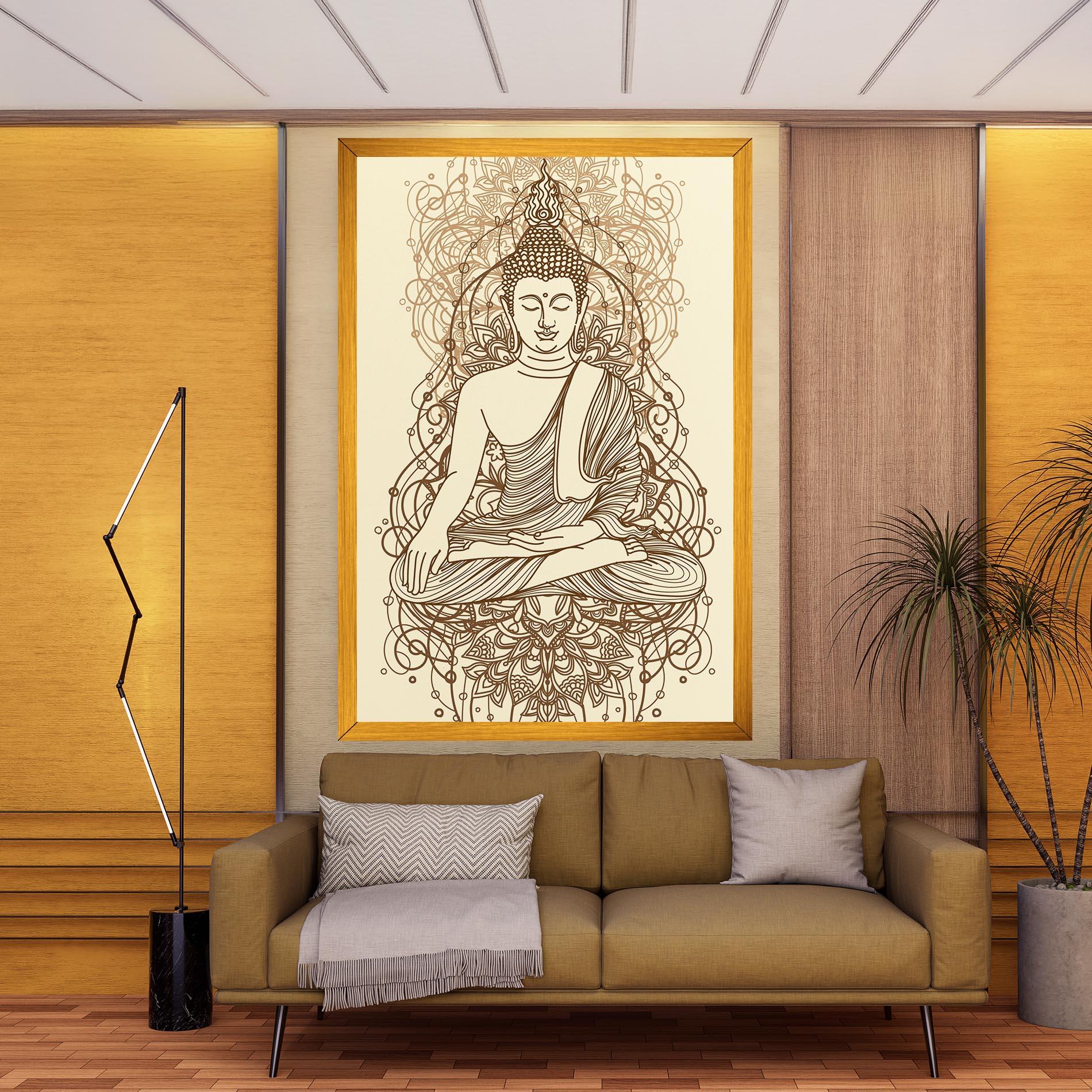 Картина на платно Brown Line Buddha mockup 9