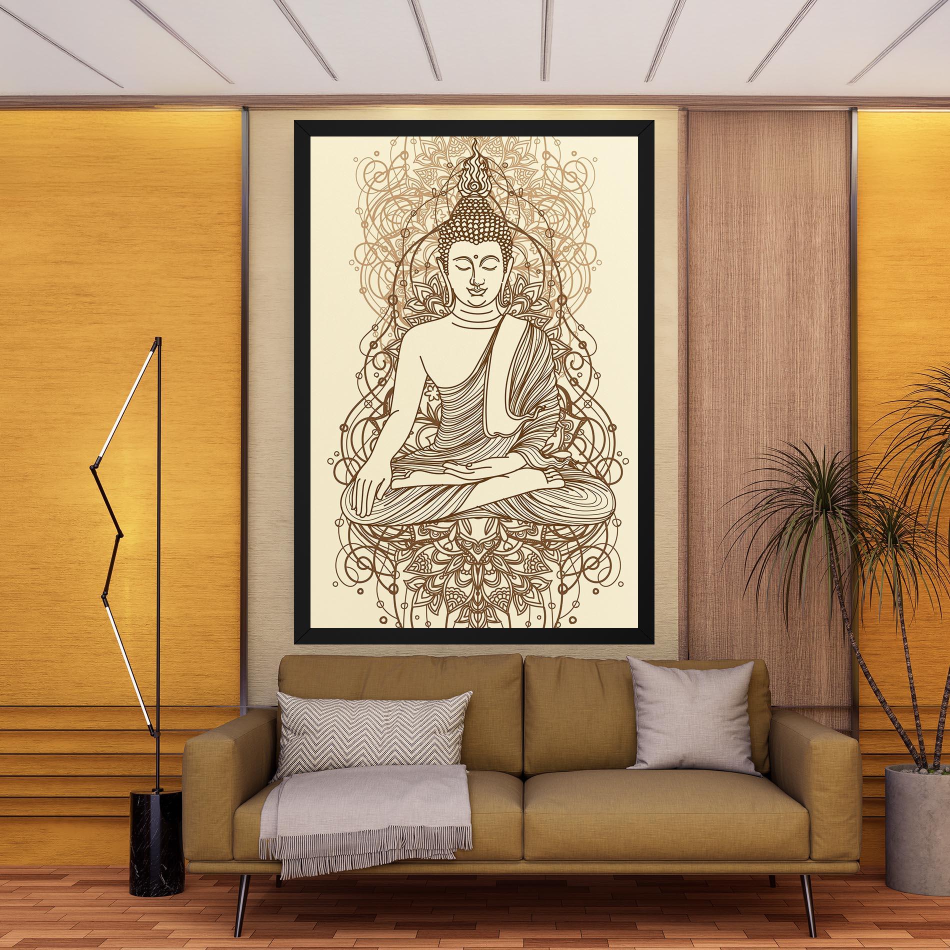Картина на платно Brown Line Buddha mockup 9