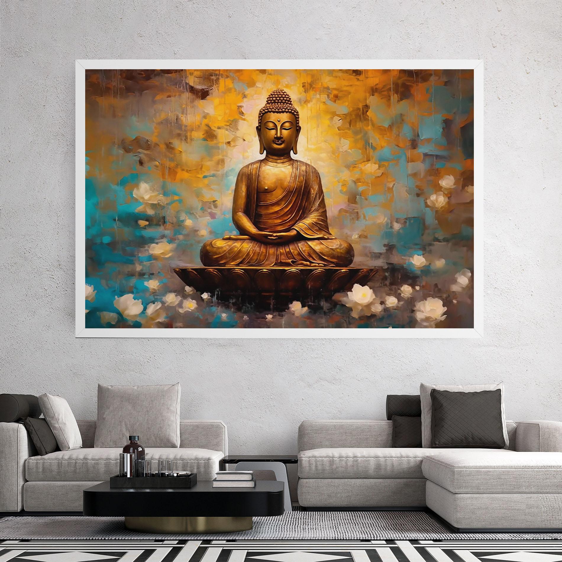 Картина на платно Blue Gold Buddha mockup 2