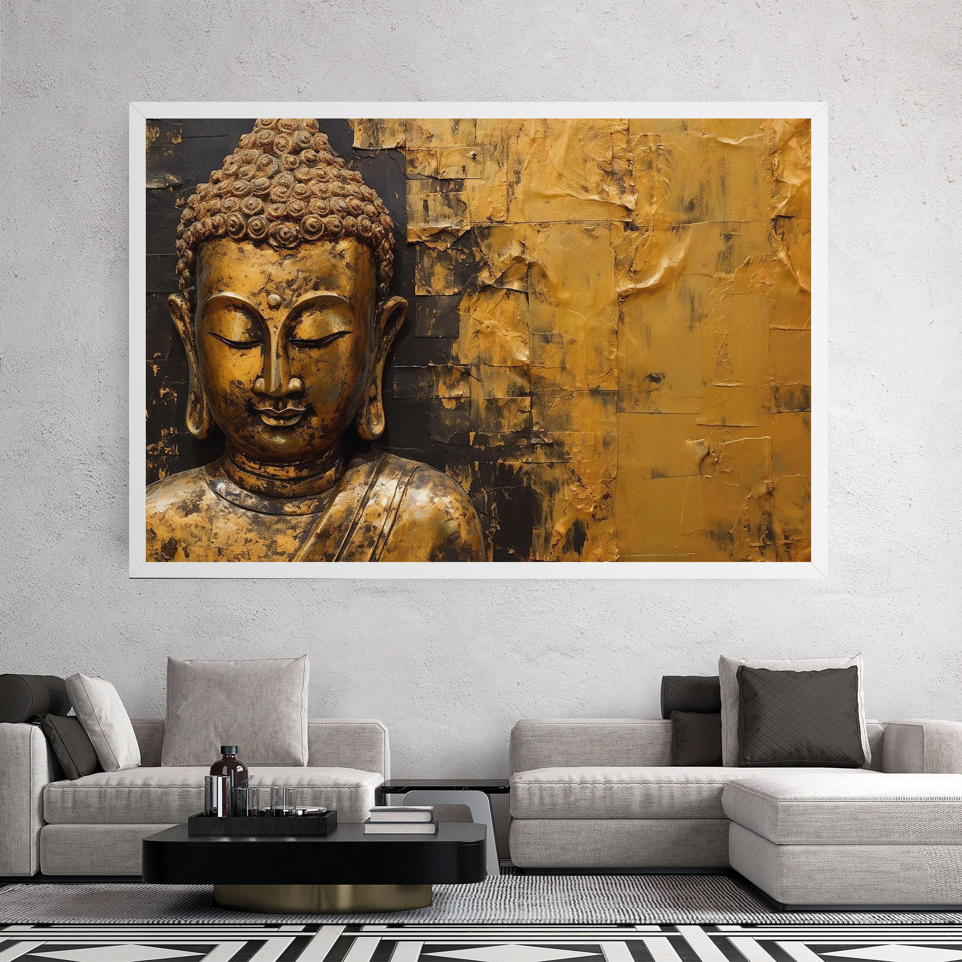 Картина на платно Gold Paint Buddha mockup 2