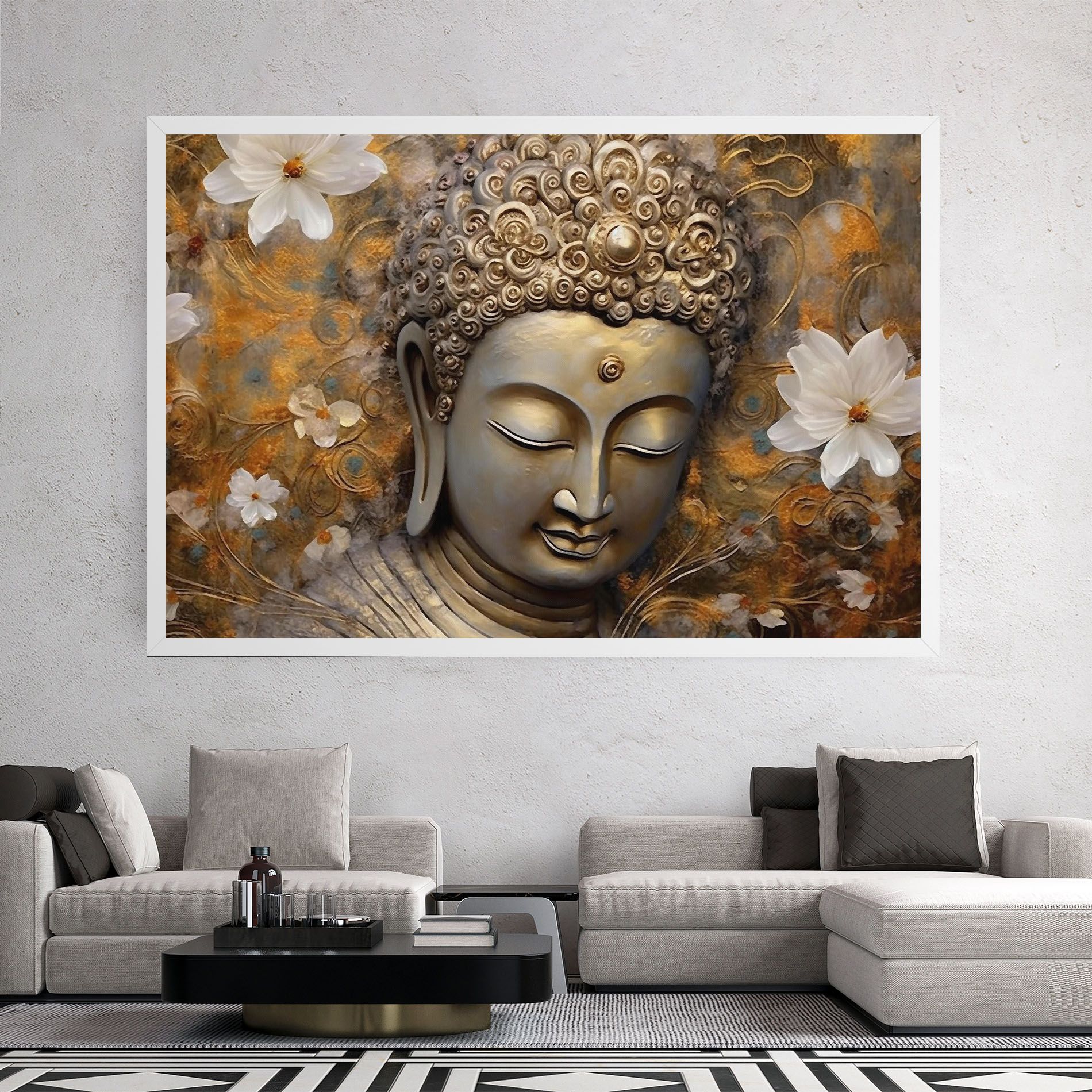 White Flower Buddha Art mockup 2