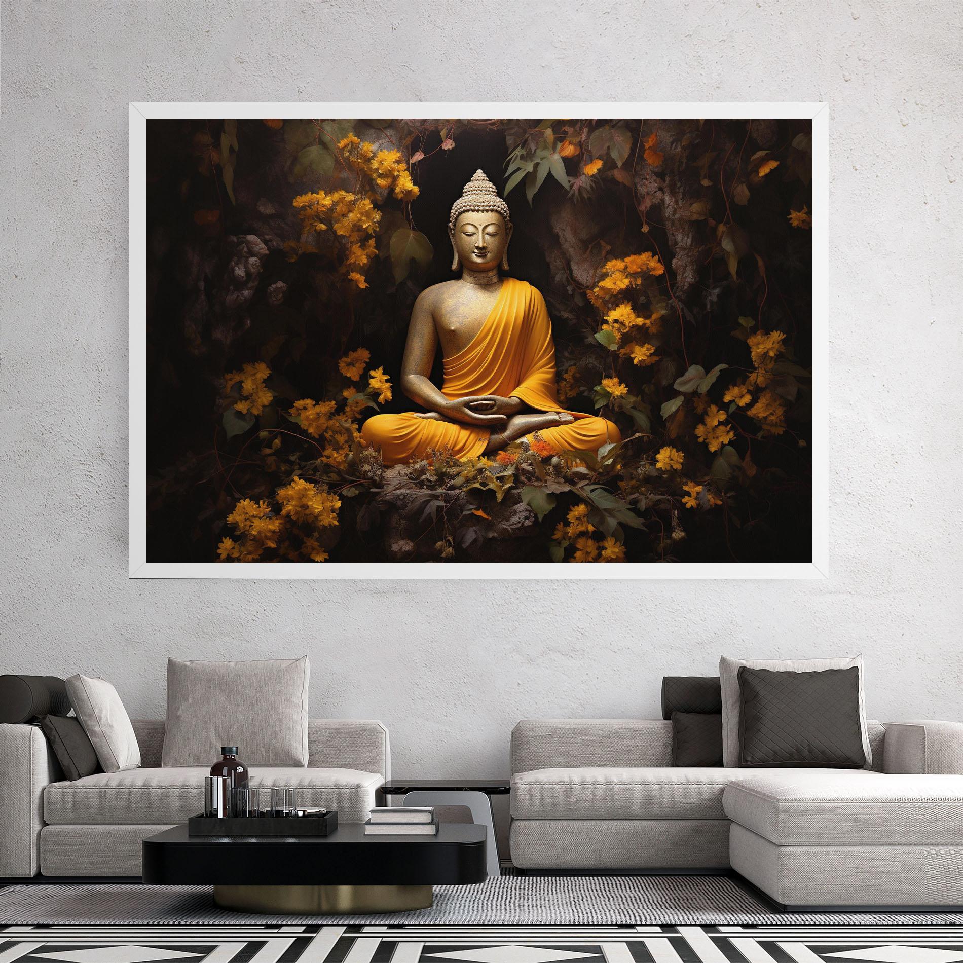 Картина на платно Yellow Light Buddha mockup 2