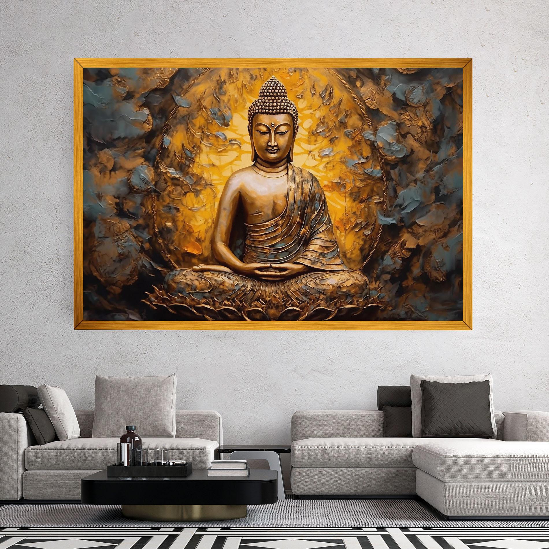 Картина на платно Gold Grey Buddha mockup 2
