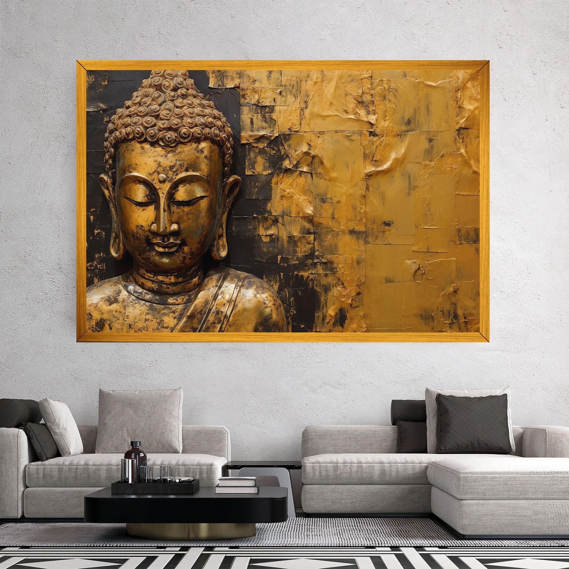 Картина на платно Gold Paint Buddha mockup 2