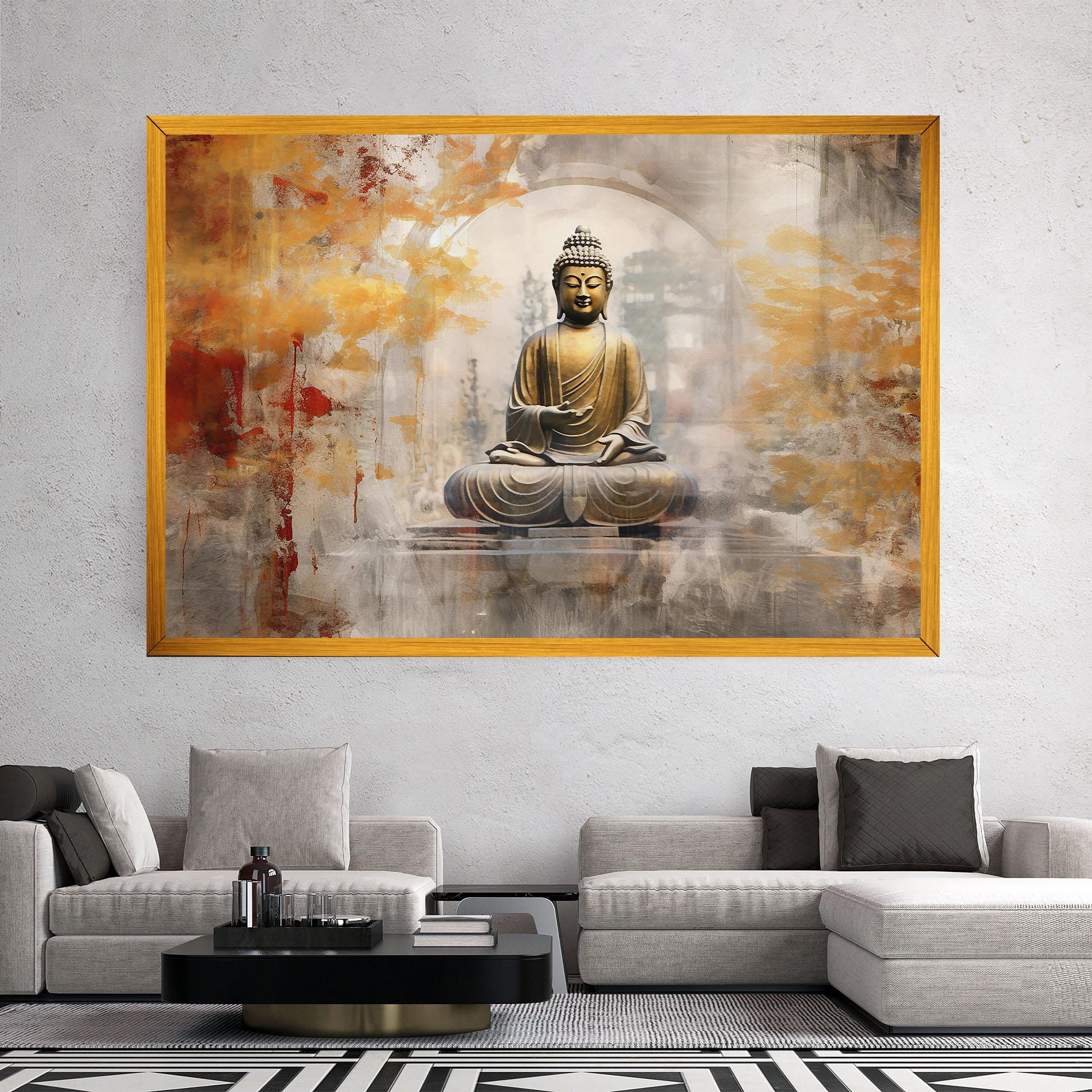 Картина на платно Grey Gold Buddha mockup 2