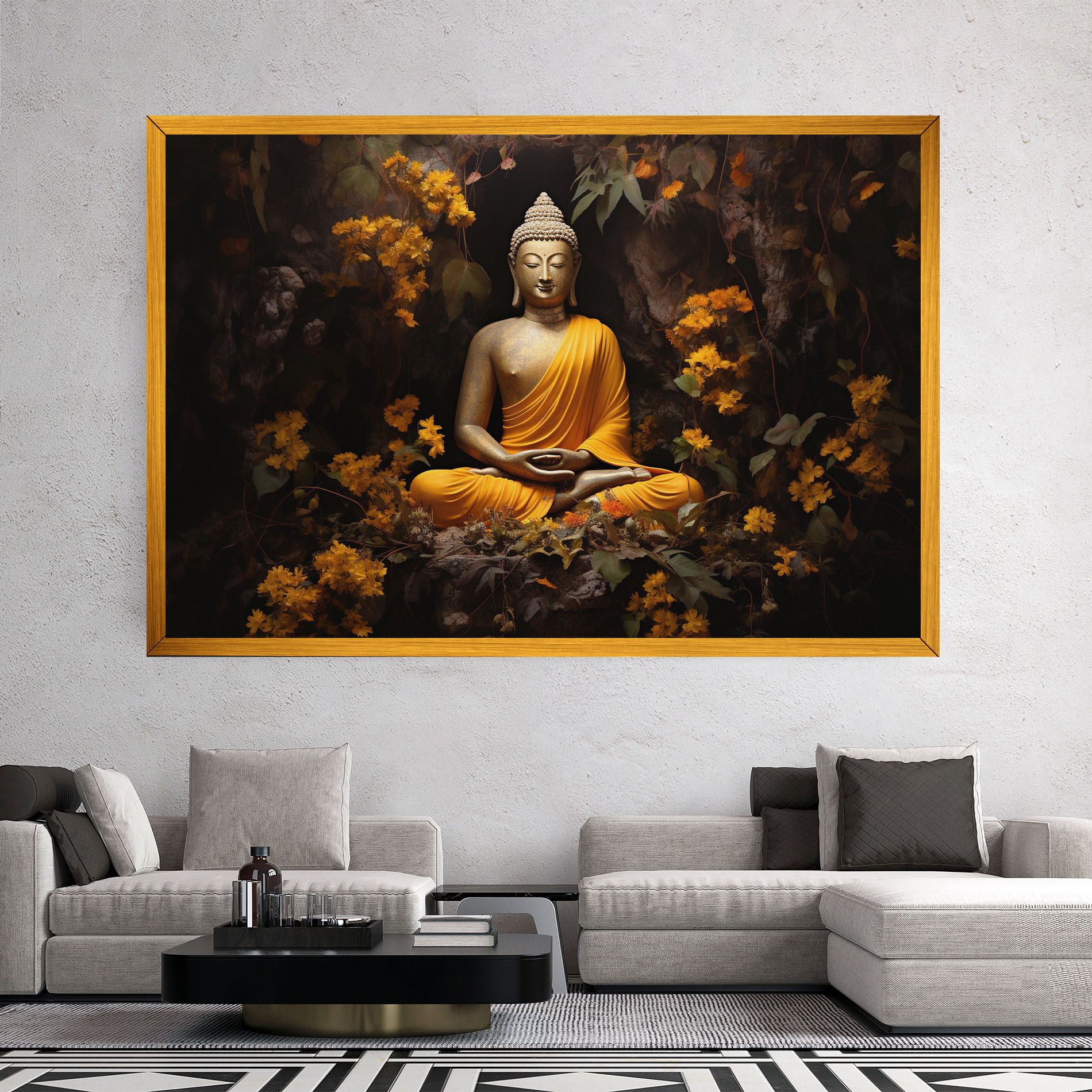 Yellow Light Buddha mockup 2
