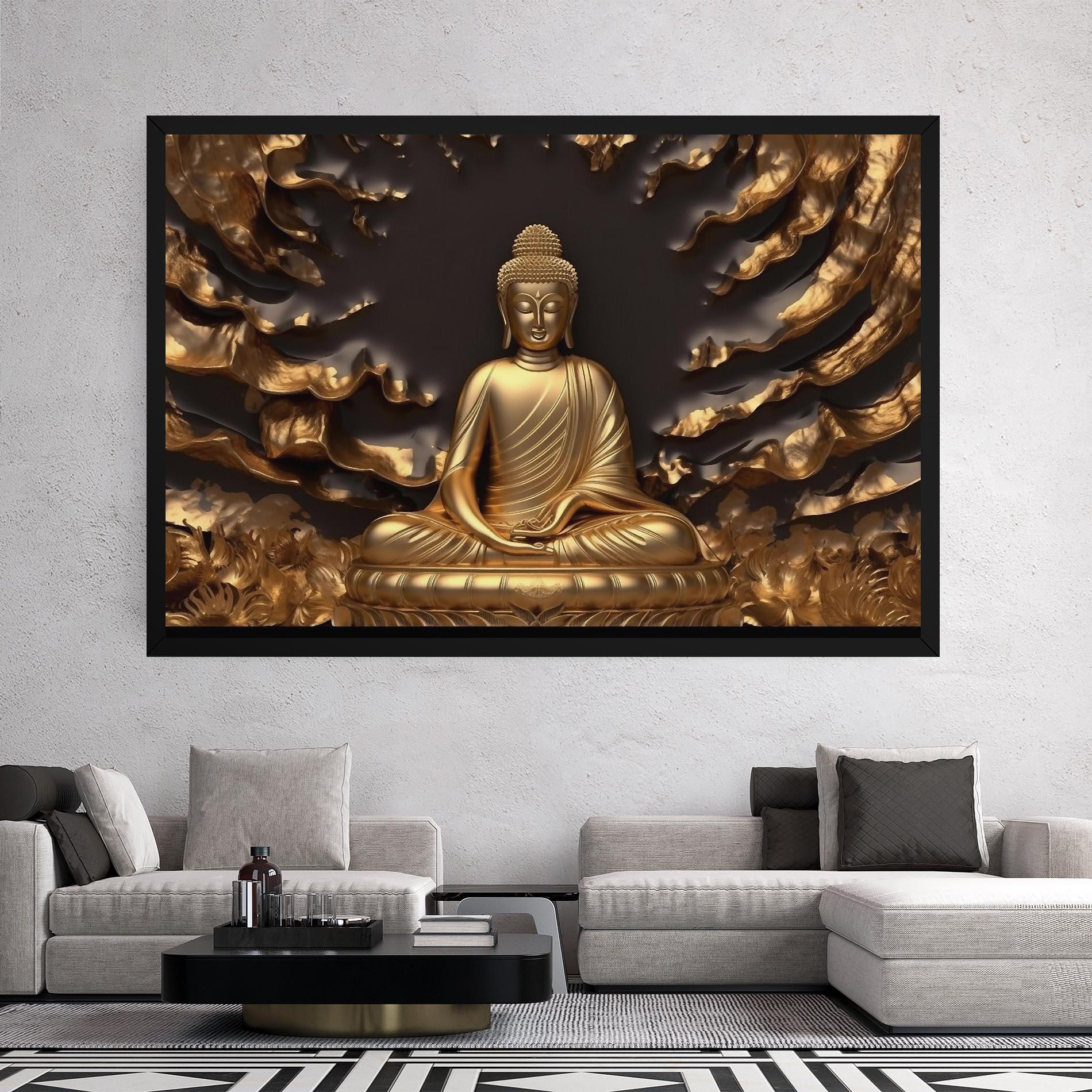 Картина на платно Gold 3d Buddha mockup 2