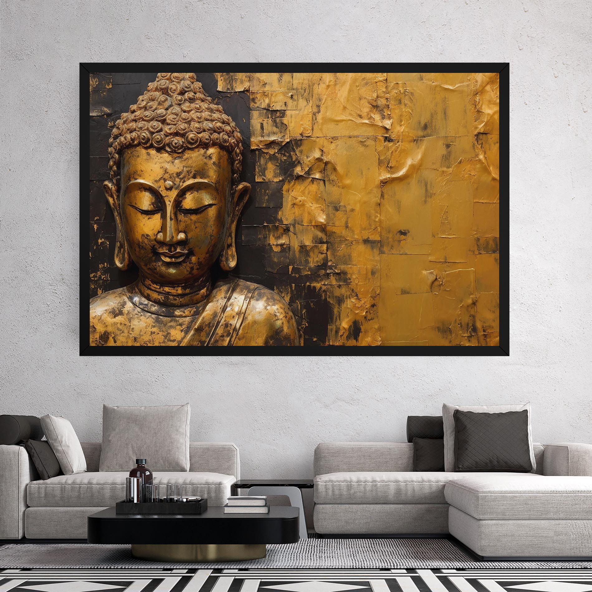 Картина на платно Gold Paint Buddha mockup 2