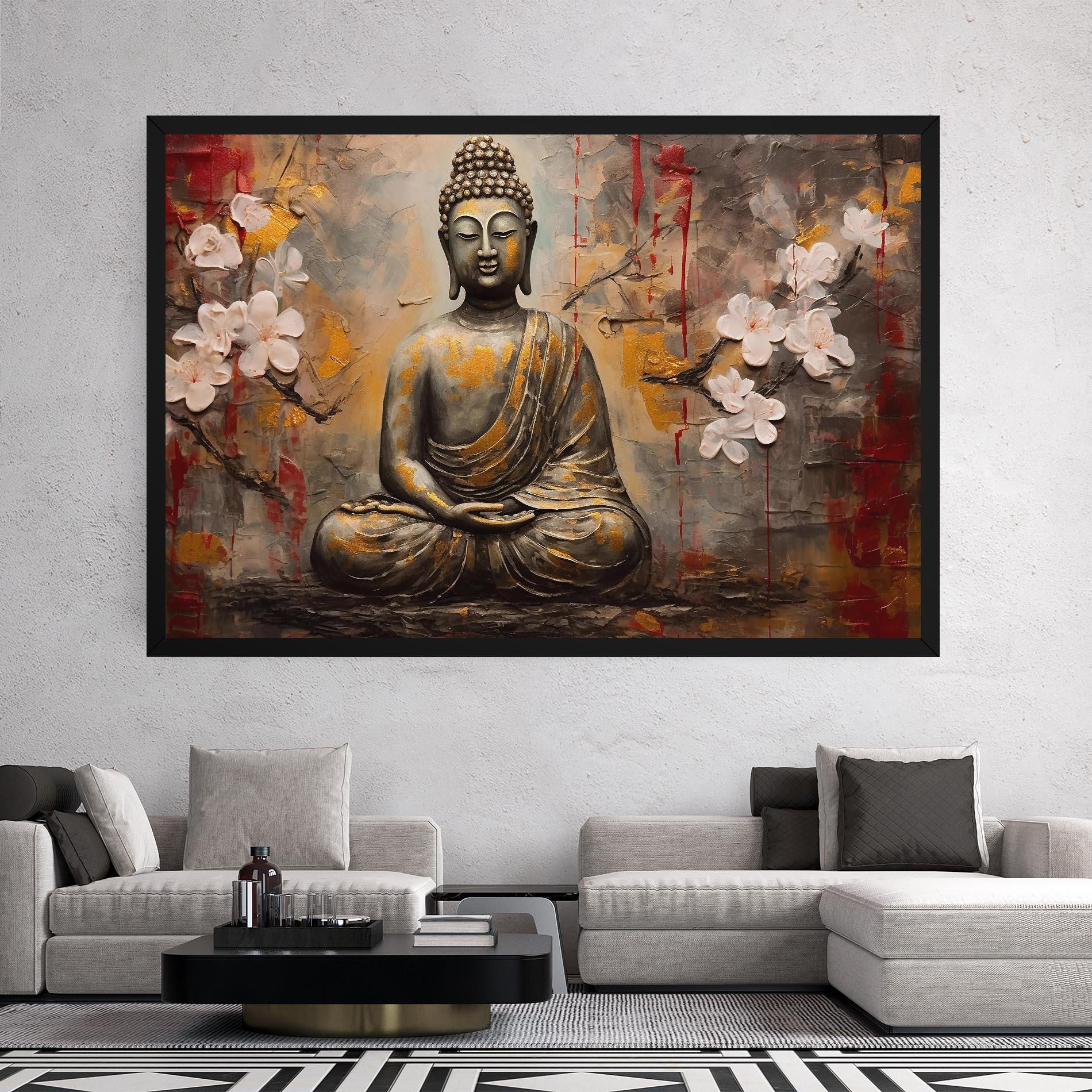 Картина на платно White Red Buddha mockup 2