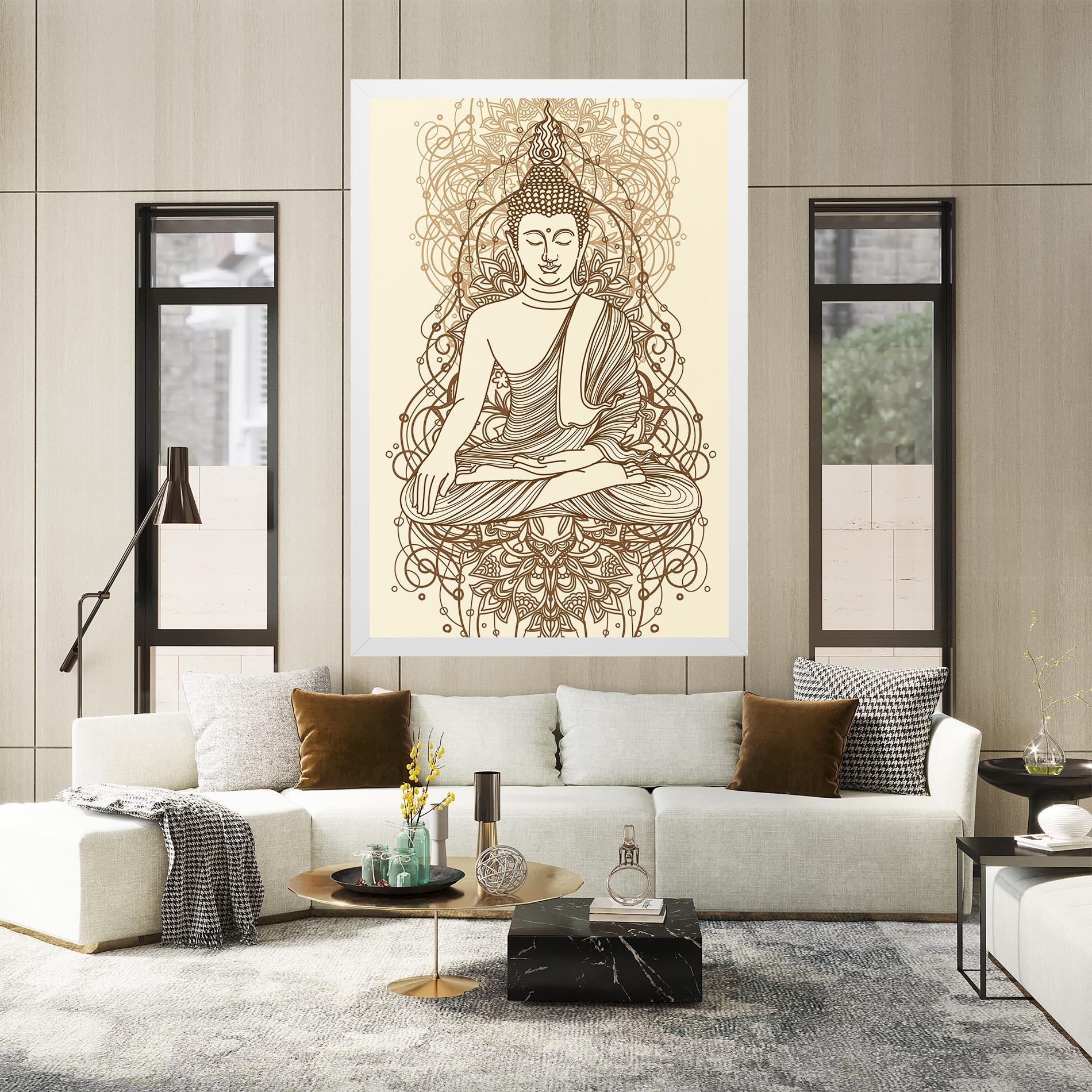 Картина на платно Brown Line Buddha mockup 2