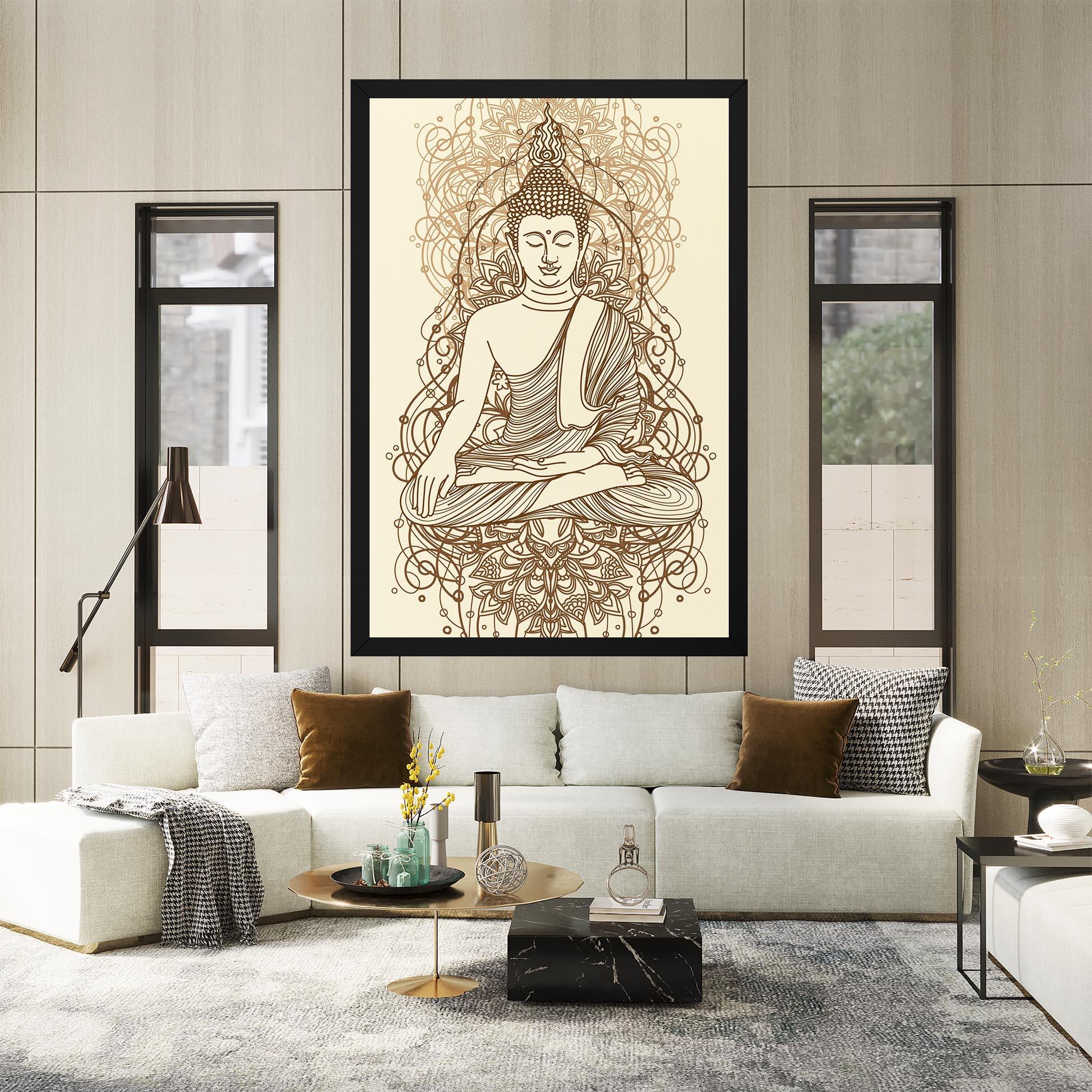 Картина на платно Brown Line Buddha mockup 2