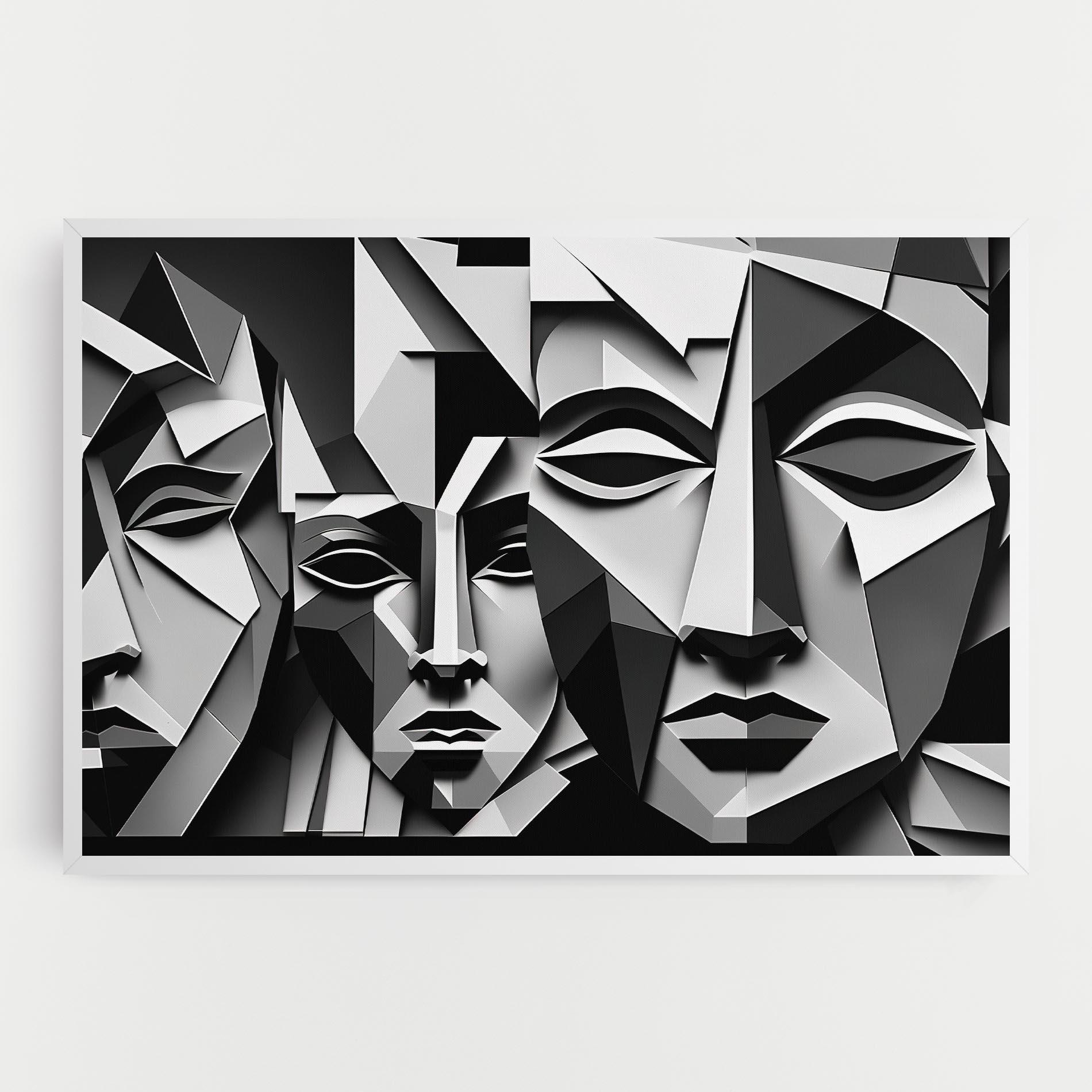 Картина на платно Grey Faces Collage mockup 0