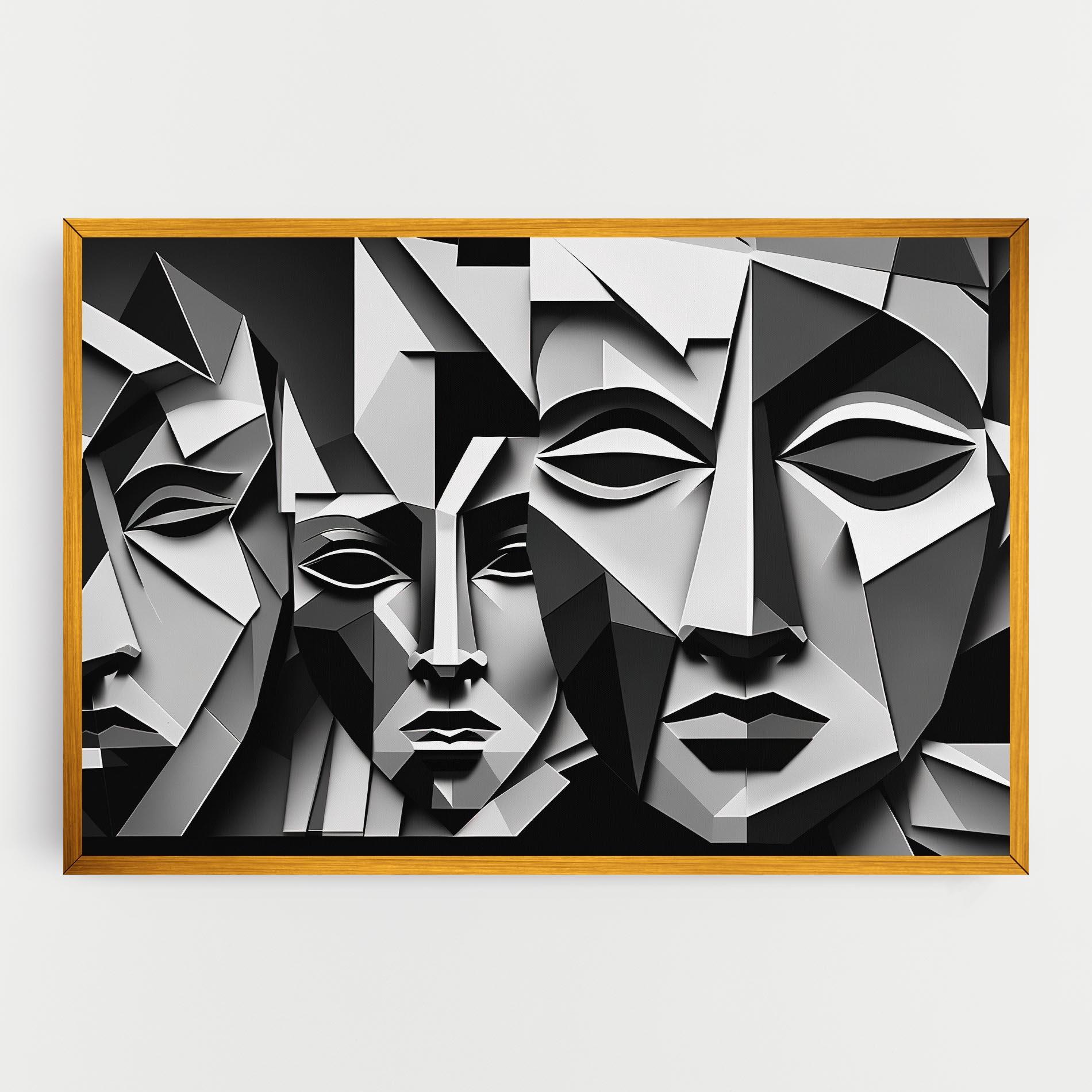 Картина на платно Grey Faces Collage mockup 0